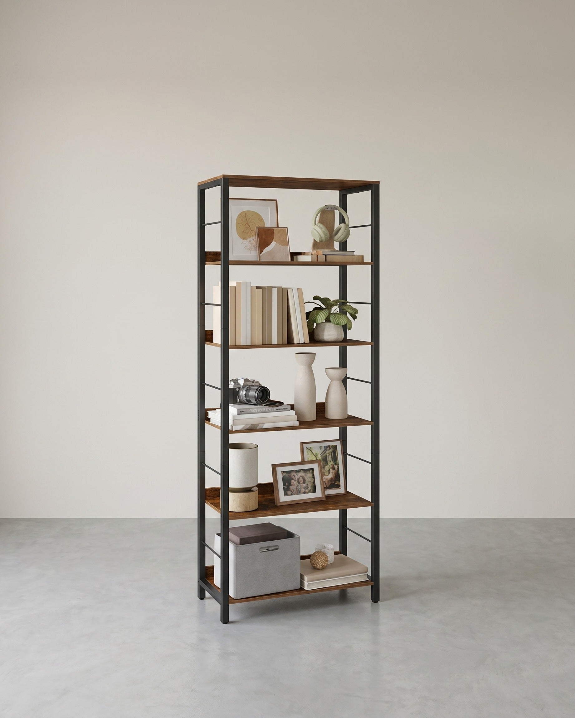 Industrielles Bücherregal – Lagerschrank mit 5 Regalen – Mehrere Höhen – 5 Bretter