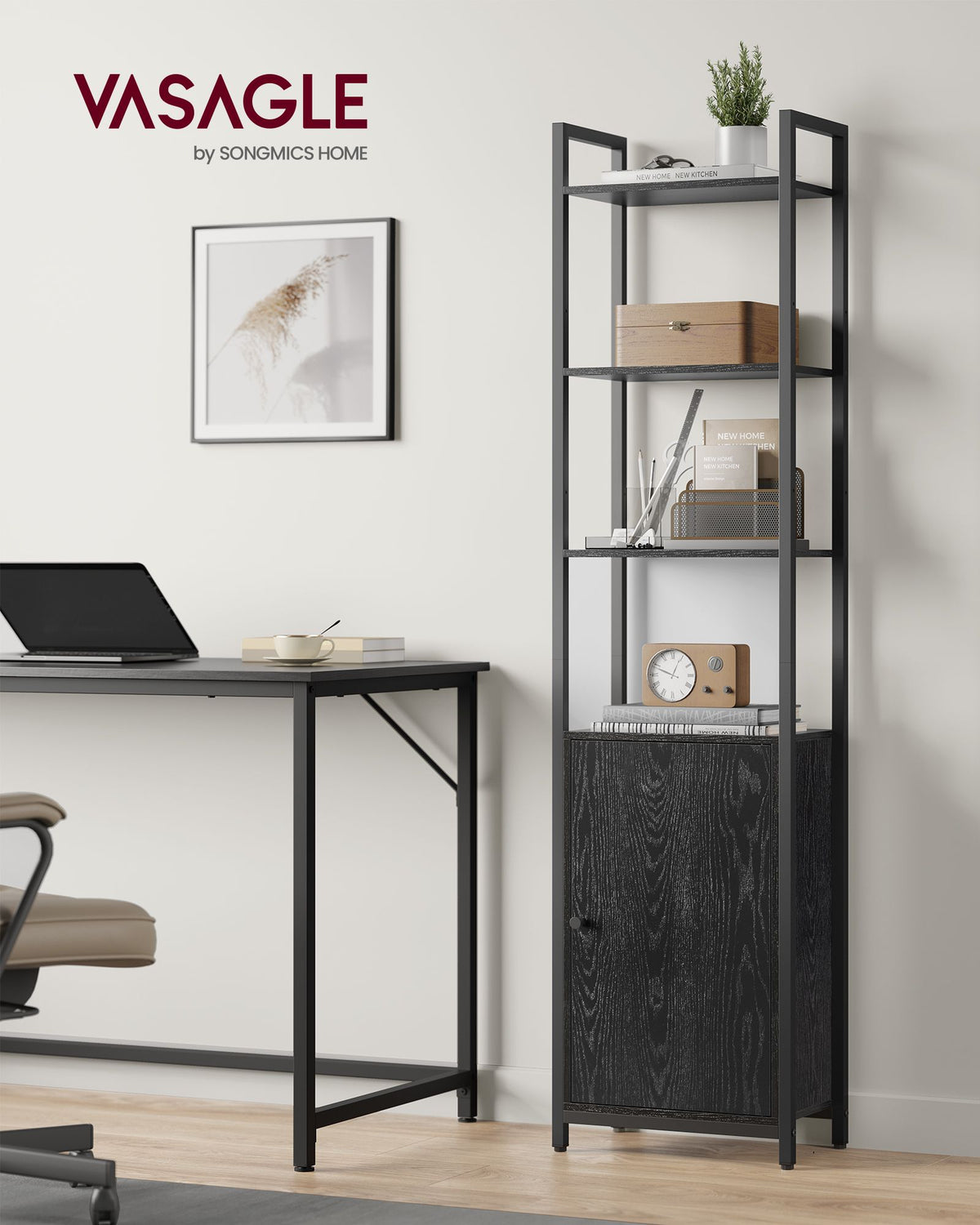 Bücherregal mit Türen und verstellbaren Einlegeböden – Stilvolles Aufbewahrungsmöbel im Industriestil für Wohnzimmer oder Büro