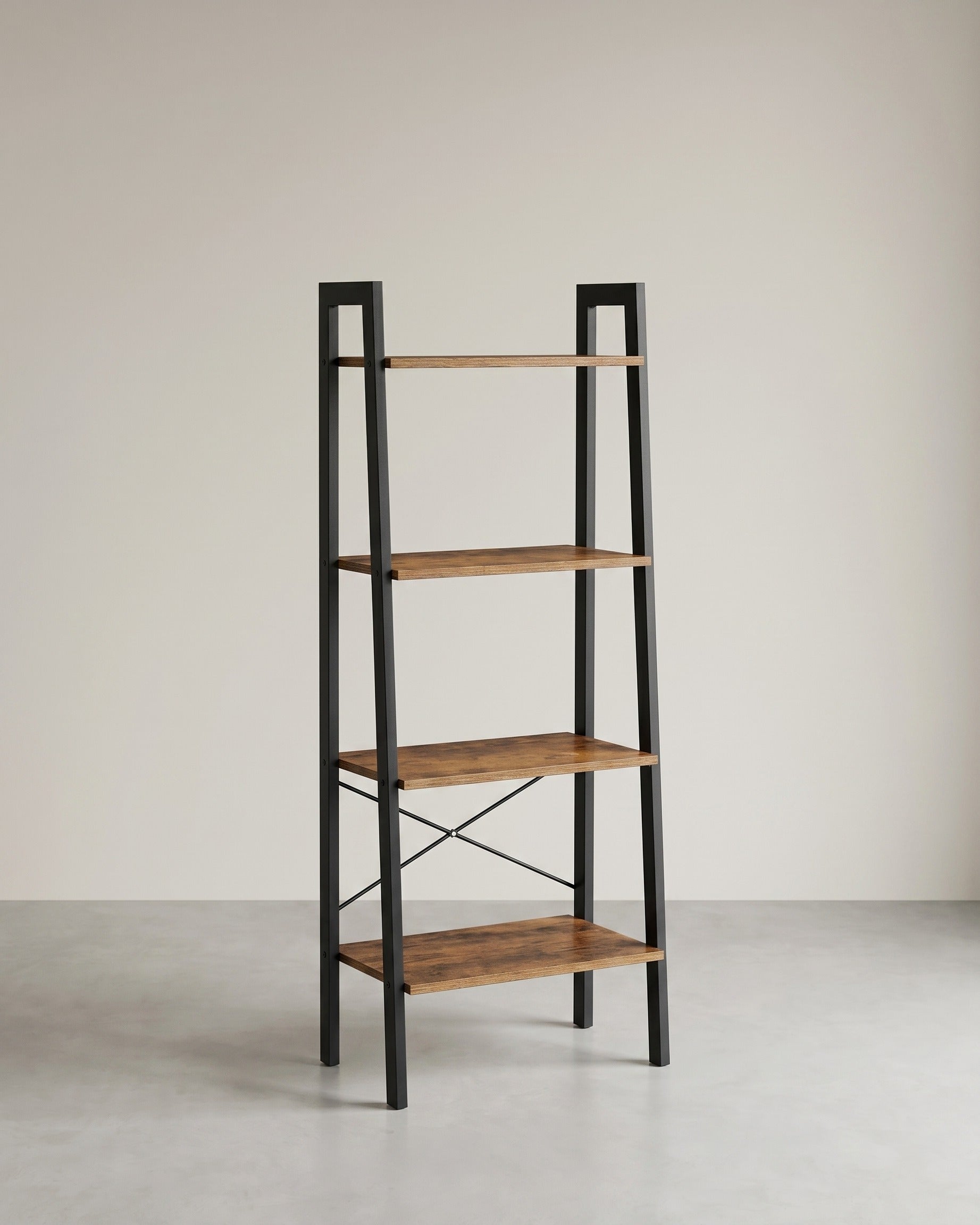 Bücherregal - Leiterregal mit 4 Ablagen - Stilvoll & Platzsparend