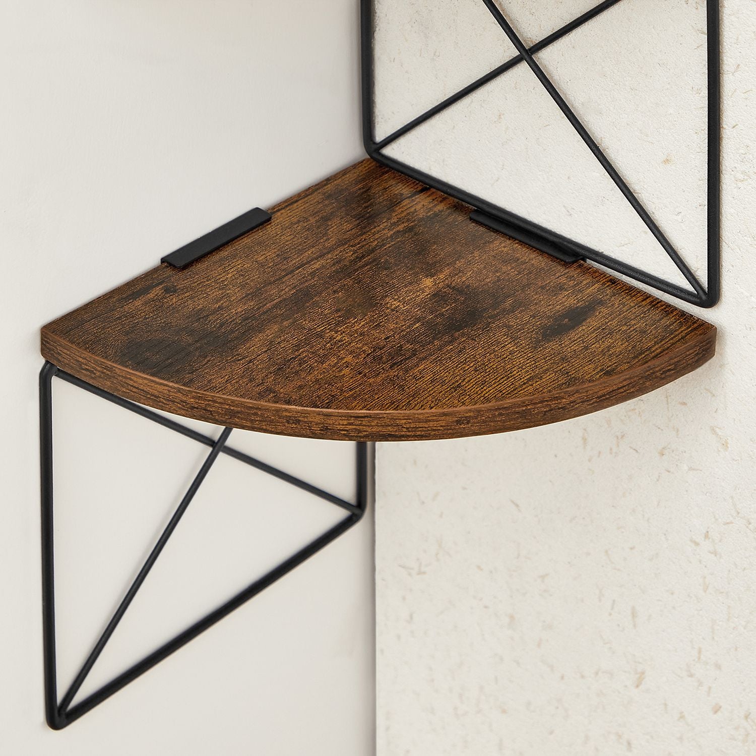 Eckregal zur Wandmontage – 5 Ebenen – Zickzack-Wandregal – 127,5 cm hoch – Rustikales Braun/Schwarz – platzsparend