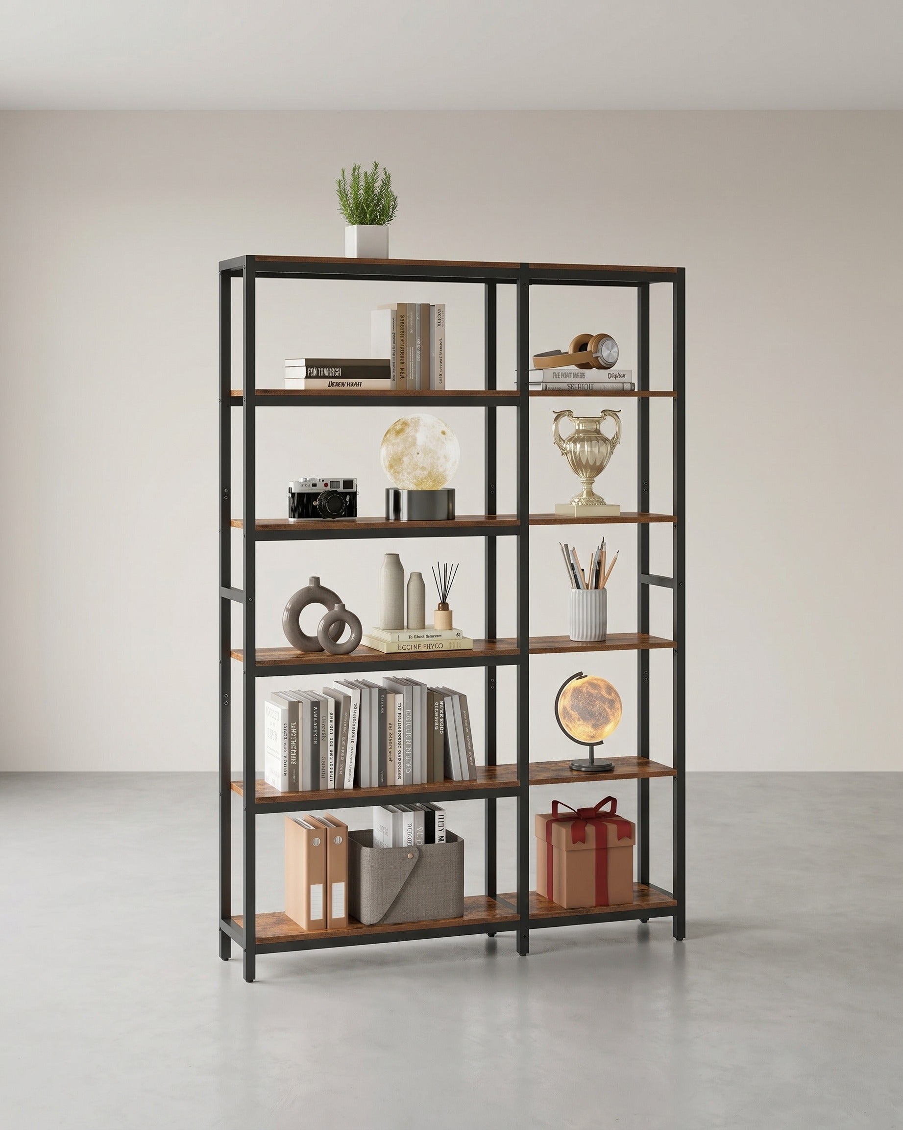 Bücherregal Mit 6 Ebenen - Eckregal Im Leiterstil - Für Wohnzimmer Und Arbeitszimmer