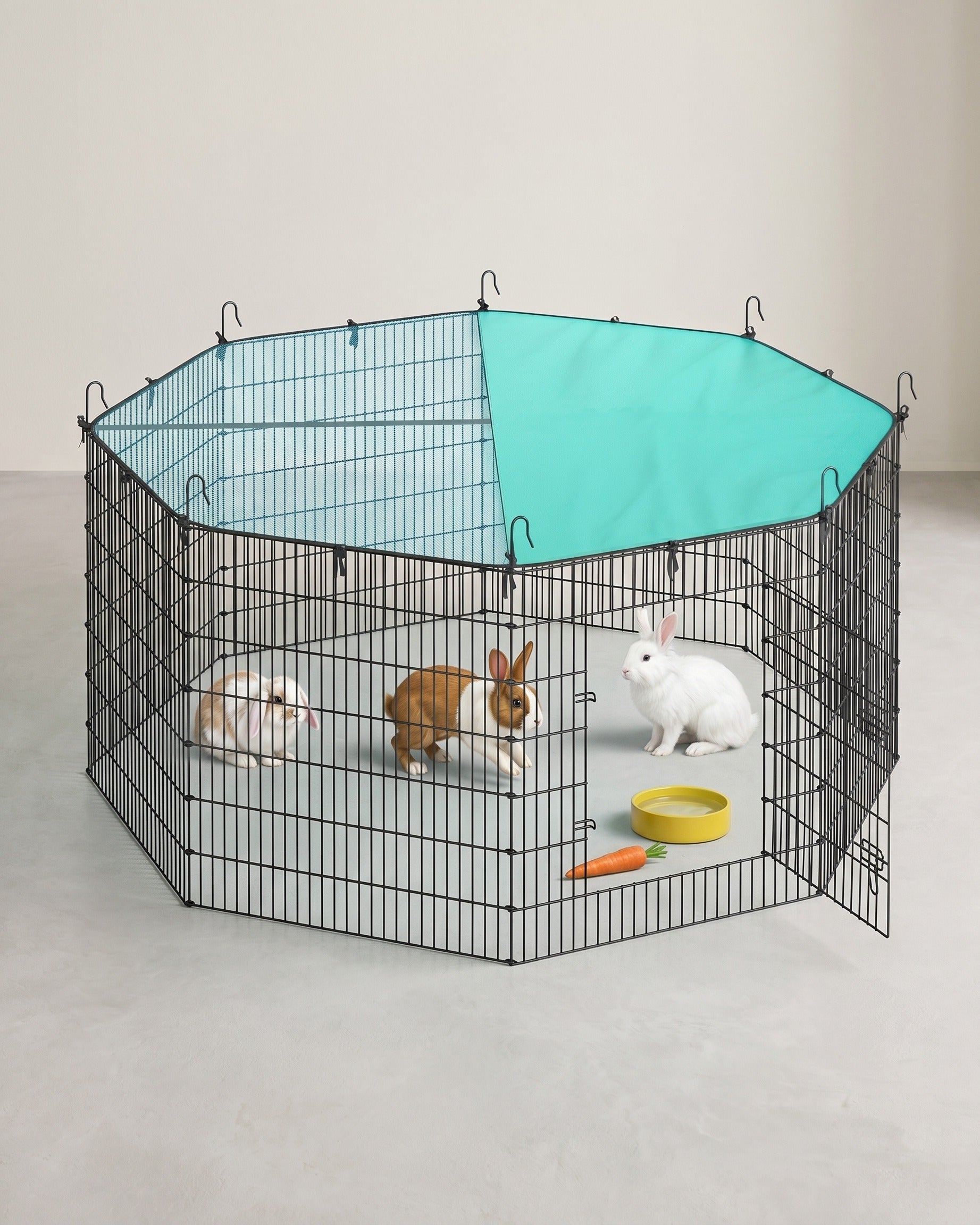 Kleintiergehege Mit Abdeckung - 8 Stabile Paneele - Für Kaninchen, Meerschweinchen Und Nagetiere
