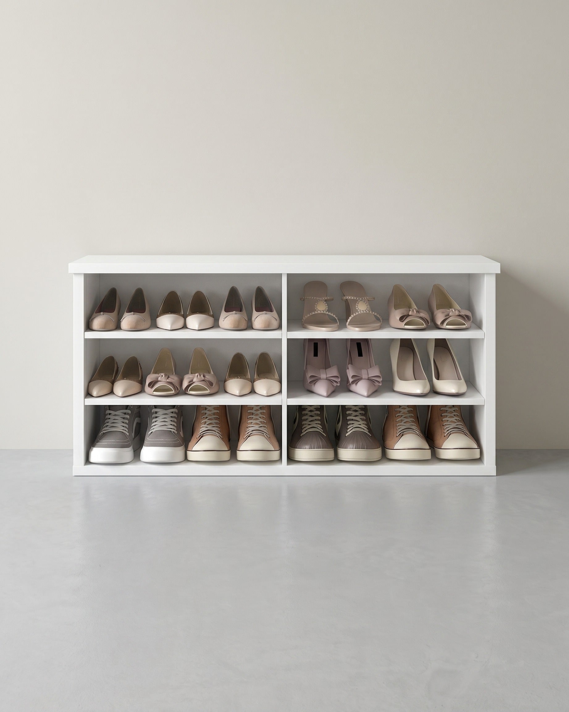 Schuhbank mit 6 offenen Fächern – Landhausstil – Tragkraft bis zu 136 kg – Wolkenweiß