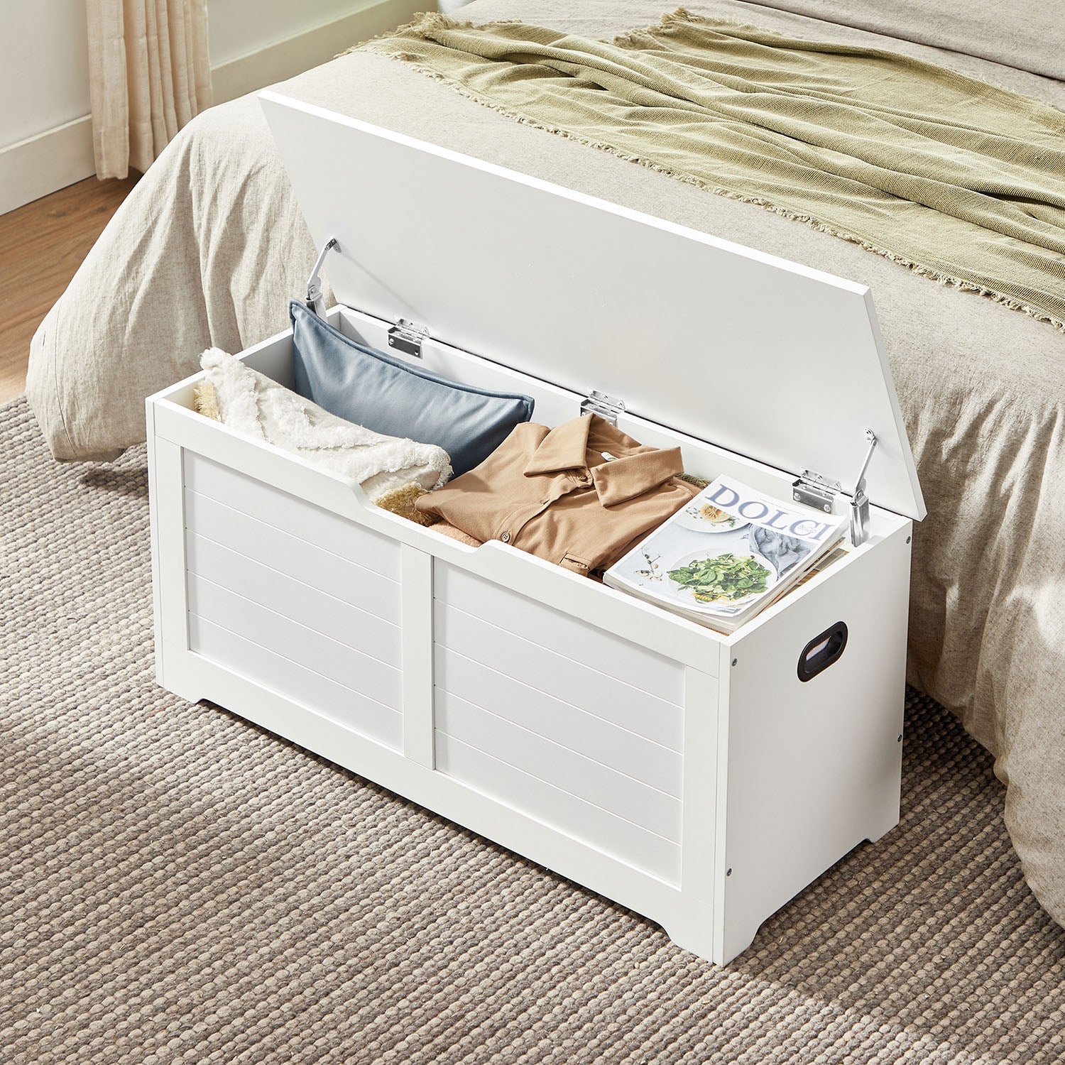 Aufbewahrungsbank mit Deckel – Schuhbank – Sitzbank mit hoher Tragkraft – Für Flur, Schlafzimmer oder Wohnzimmer