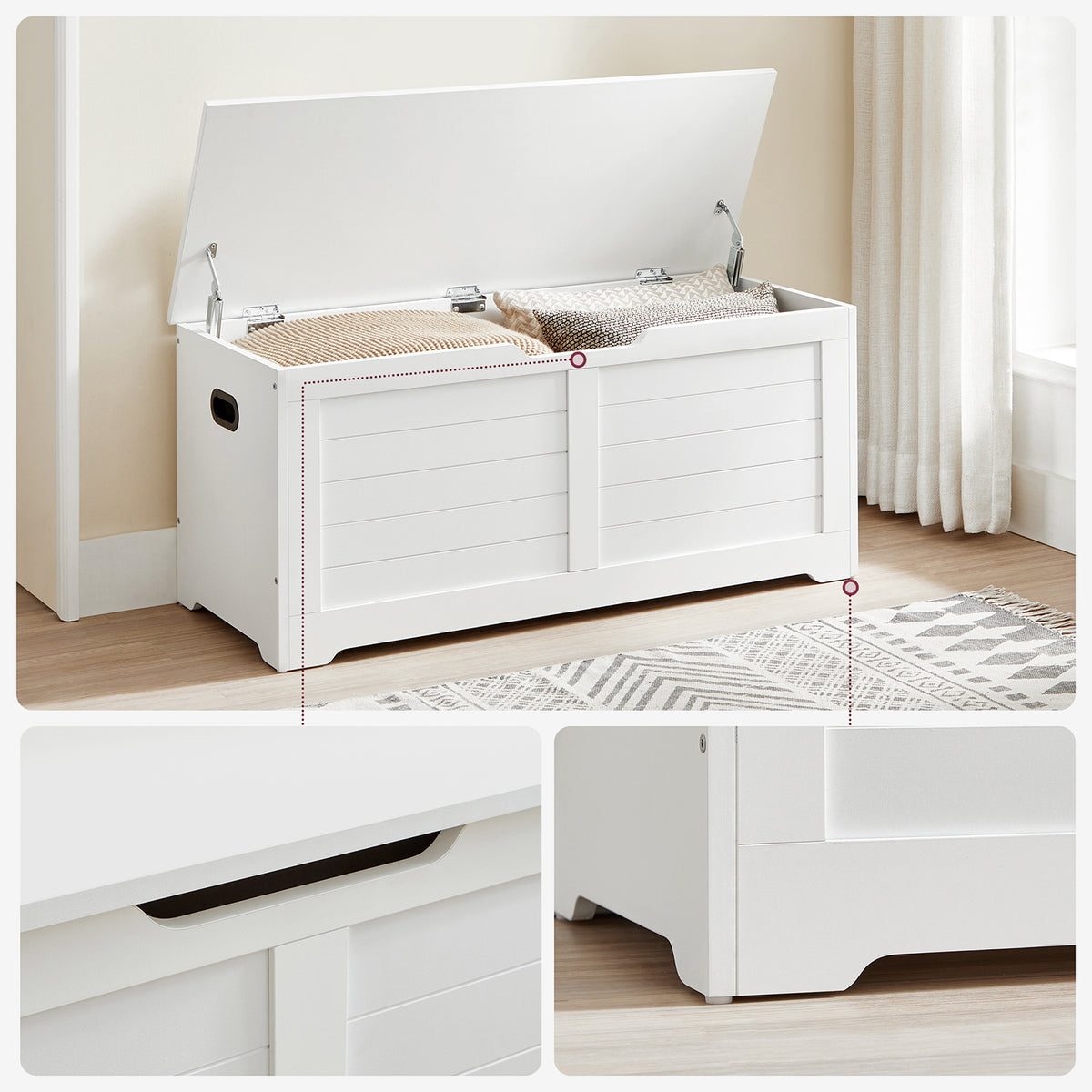 Aufbewahrungsbank mit Deckel – Schuhbank – Sitzbank mit hoher Tragkraft – Für Flur, Schlafzimmer oder Wohnzimmer