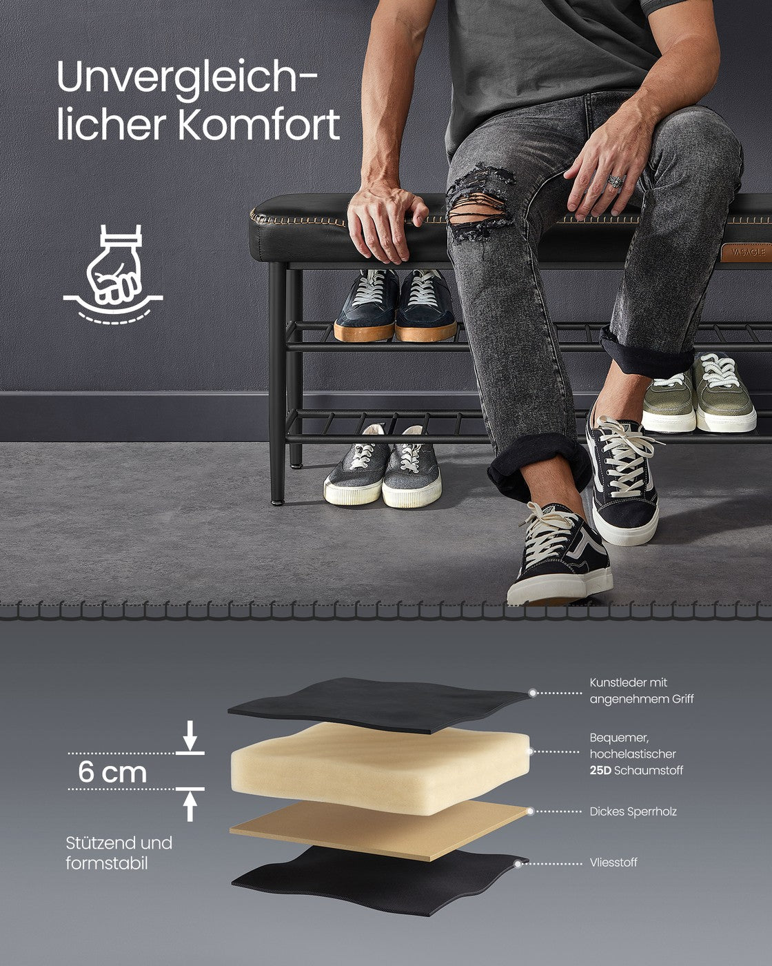 Luxus Schuhbank - Polstersofa mit Stauraum