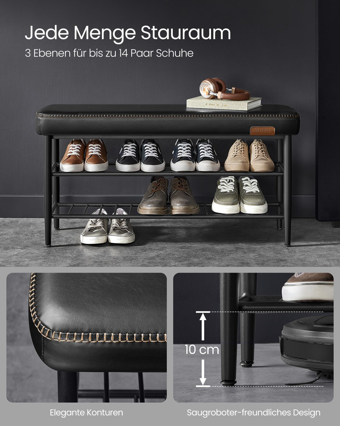 Luxus Schuhbank - Polstersofa mit Stauraum