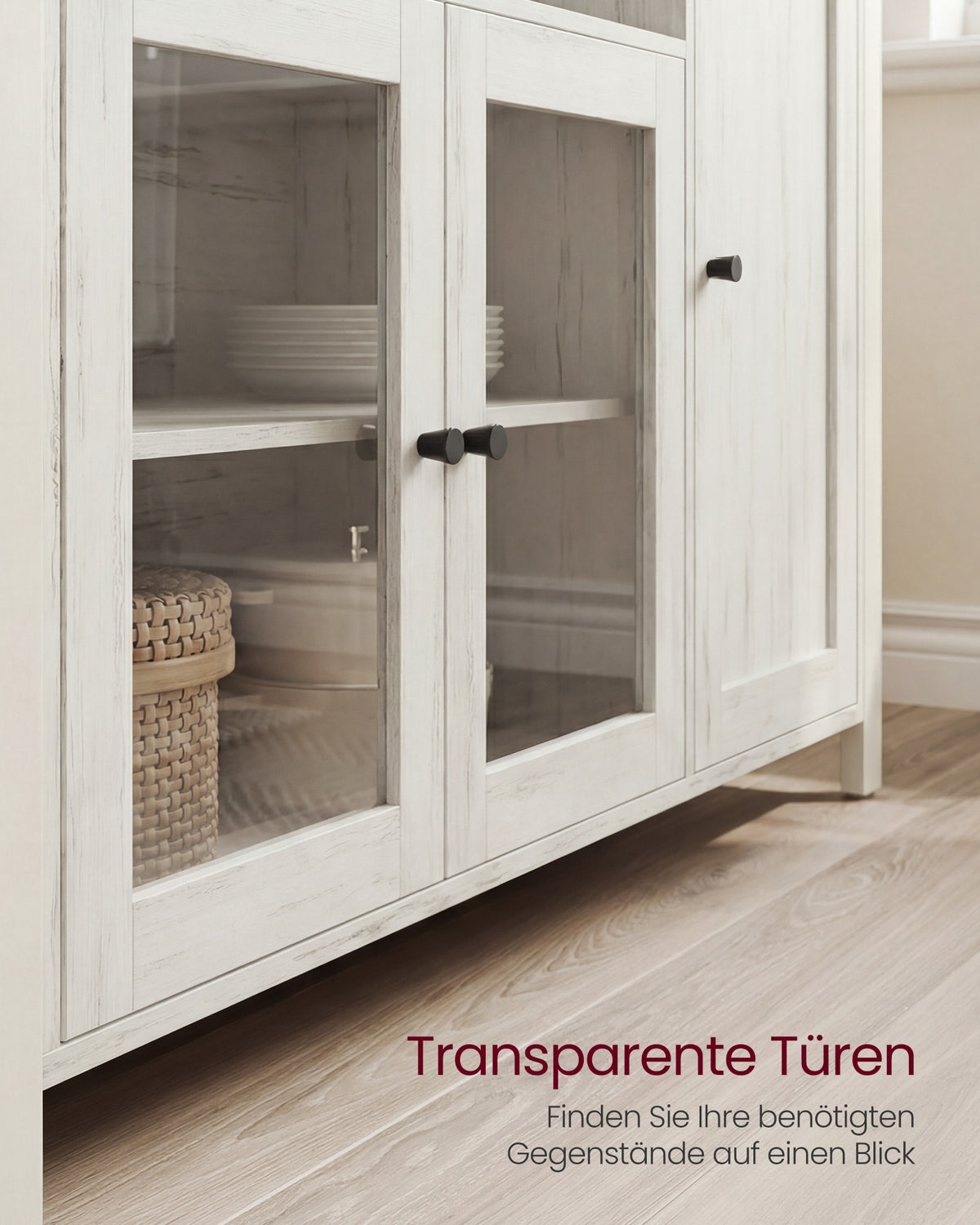 Sideboard – Küchenschrank mit 3 Türen – Aufbewahrungsschrank für Wohnzimmer, Esszimmer oder Küche – Landhausstil – 110 cm breit