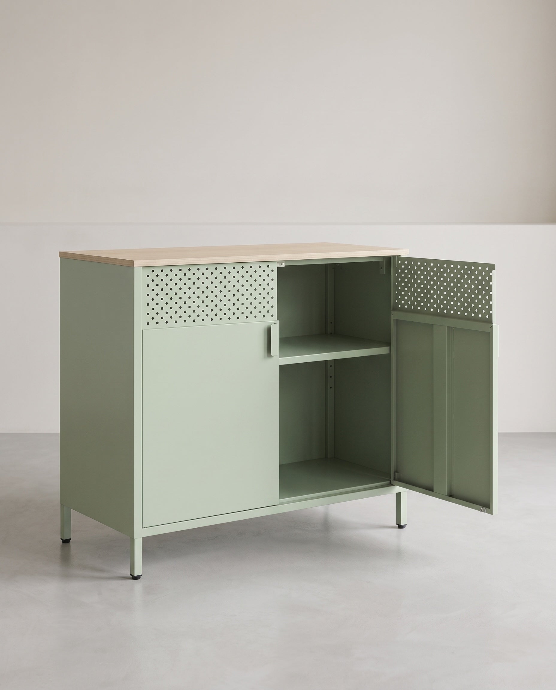 Industrieller Lagerschrank mit verstellbarem Regal - Stilvoll – Grün