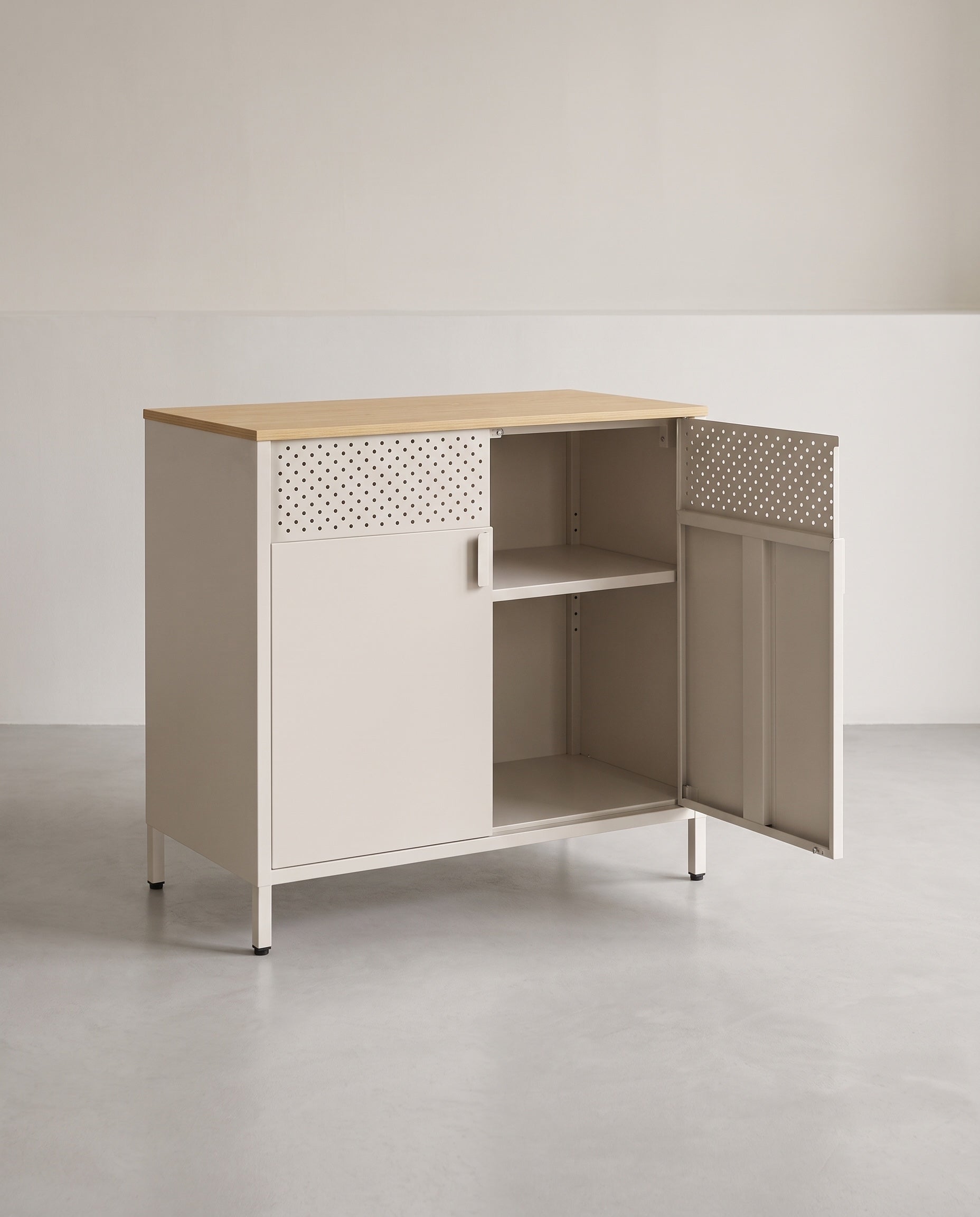 Industrieller Lagerschrank mit verstellbarem Regal - Stilvoll – Beige