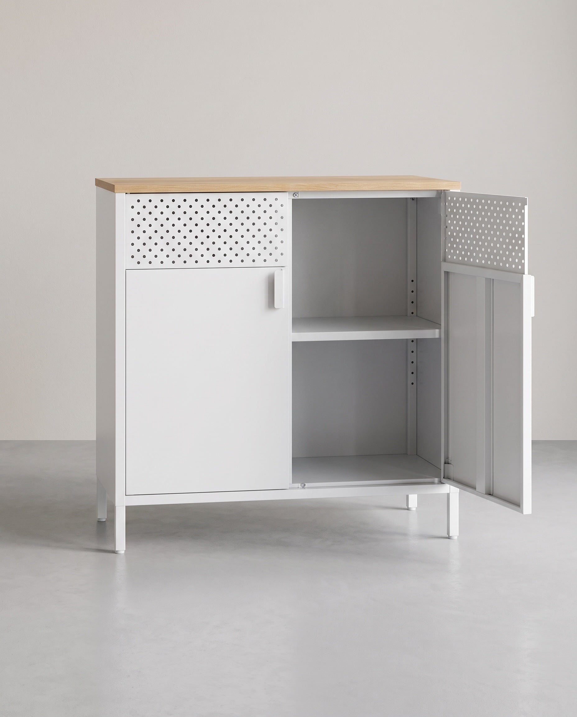 Industrieller Lagerschrank mit verstellbarem Regal - Stilvoll – Weiß