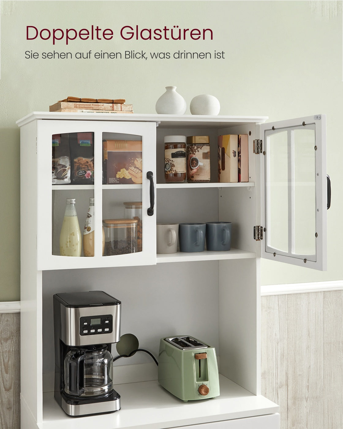 Küchenschrank mit Regalen und Schublade – Weiß – 41,5 x 73 x 179,8 cm