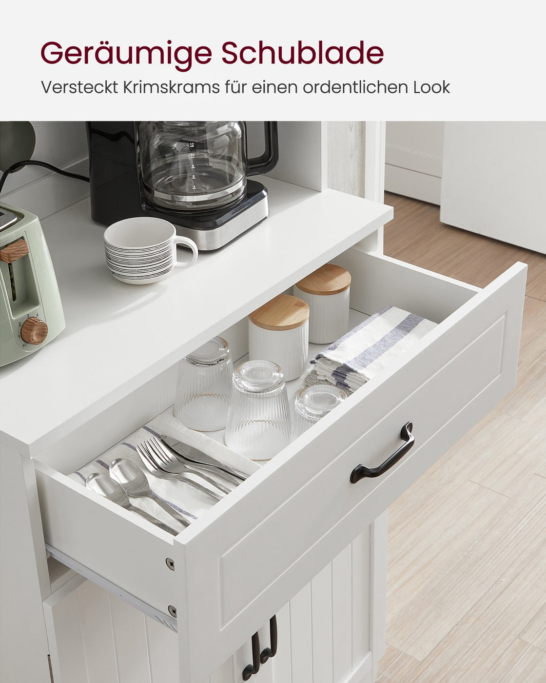 Küchenschrank mit Regalen und Schublade – Weiß – 41,5 x 73 x 179,8 cm