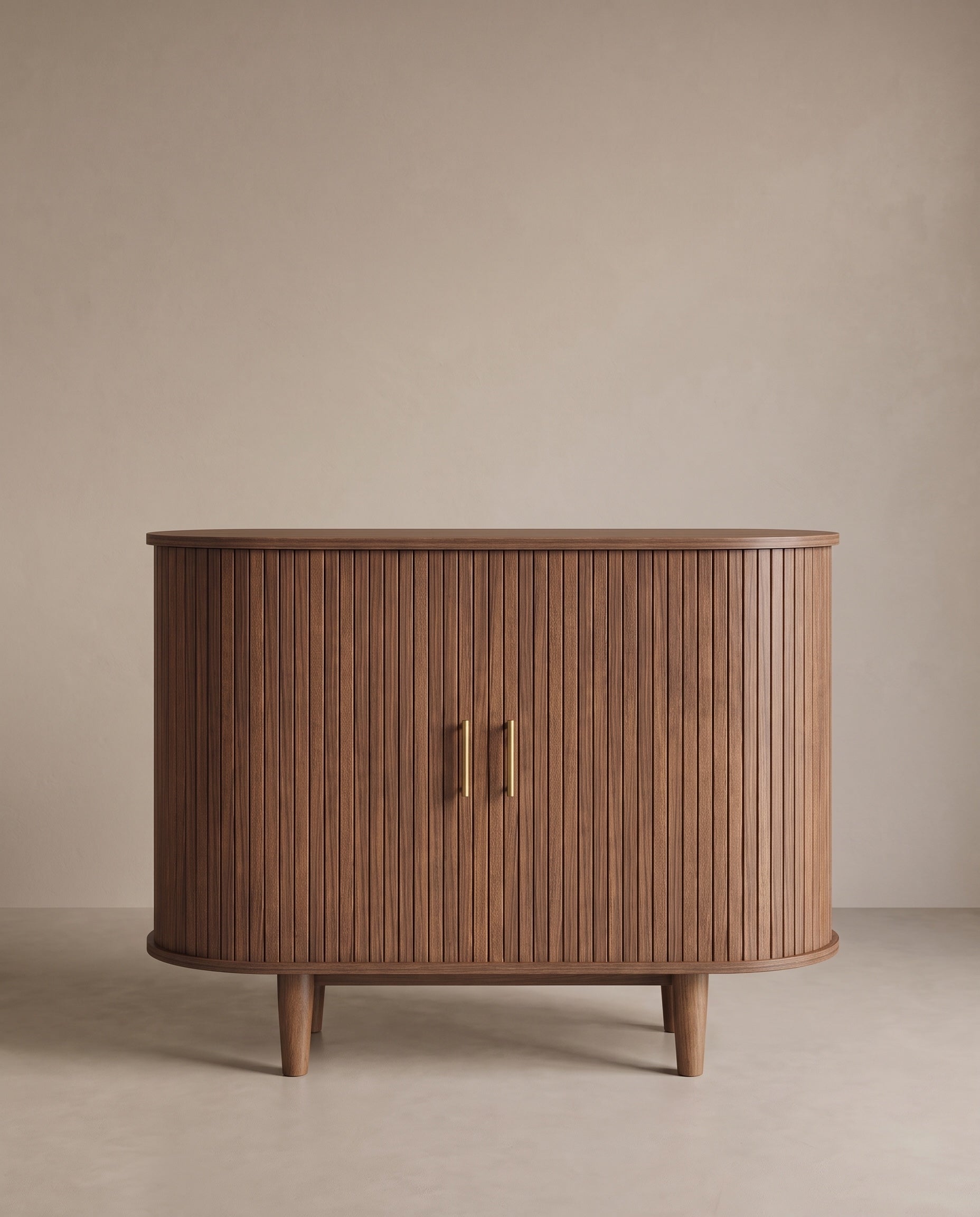 Sideboard Mit Schiebetüren - Geripptes Walnuss-Design - Mit Verstellbaren Böden
