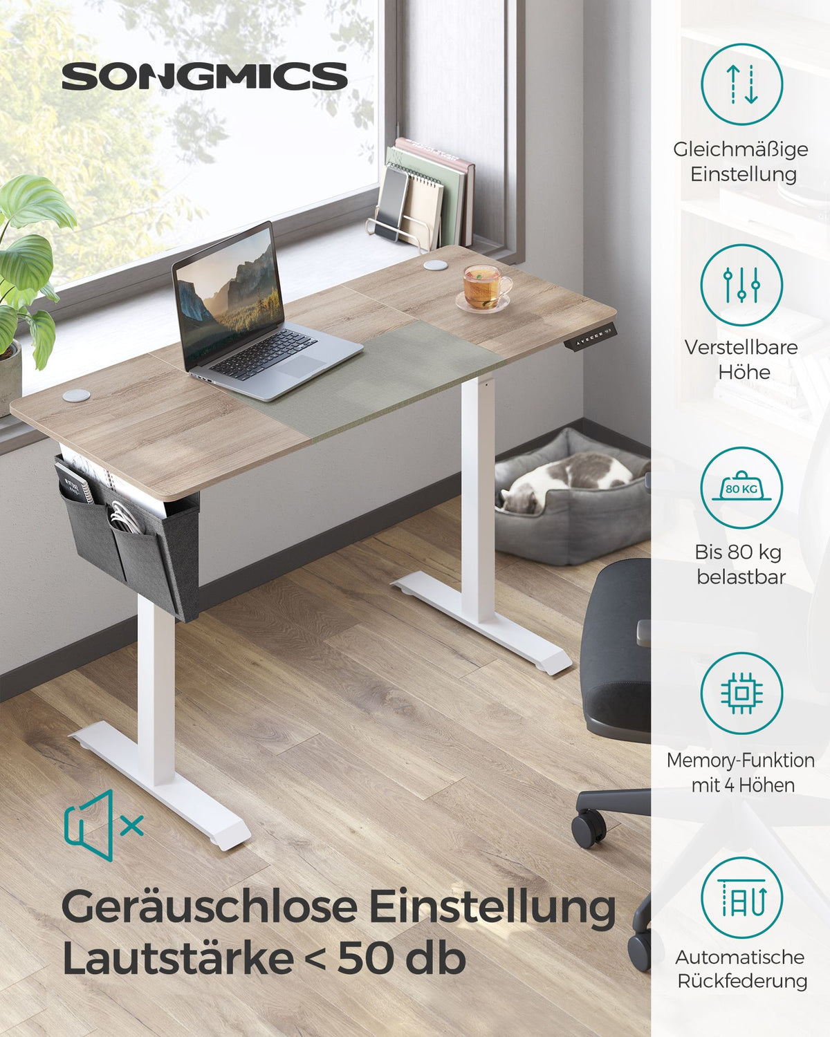 Komplettes Arbeitsplatz-Budget – Elektrischer Sitz-Steh-Schreibtisch + ergonomischer Bürostuhl – Höhenverstellbarer Schreibtisch – Heimarbeitsplatz