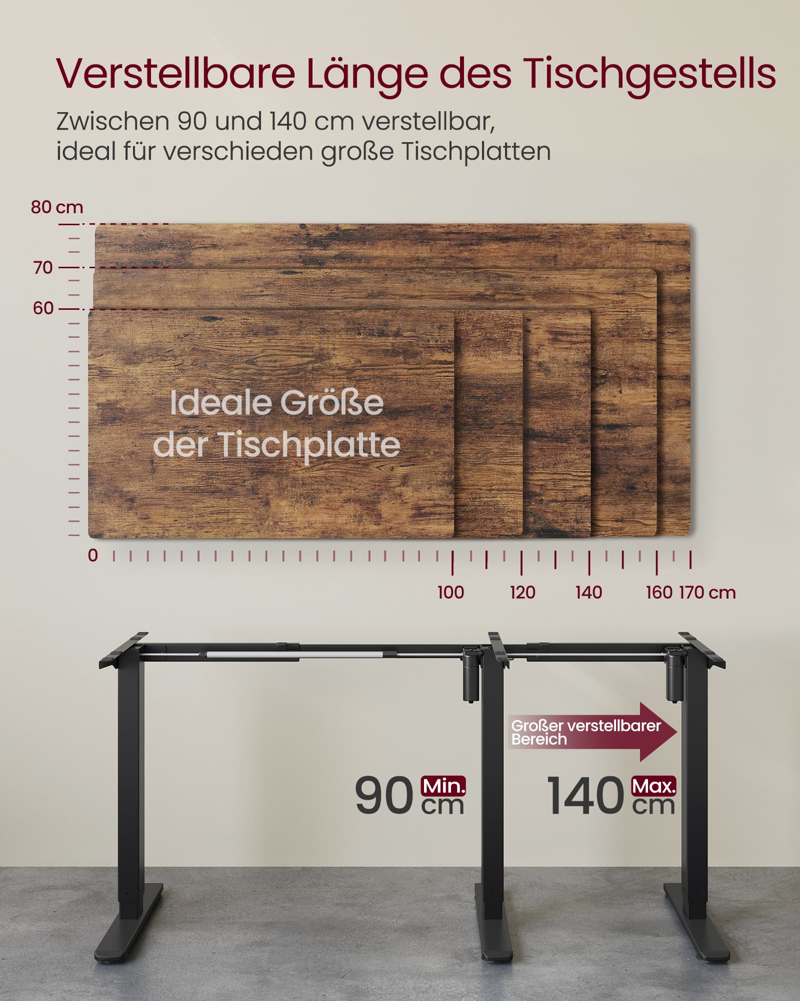 Schreibtischgestell elektrisch – höhenverstellbares Tischgestell – Memory-Funktion