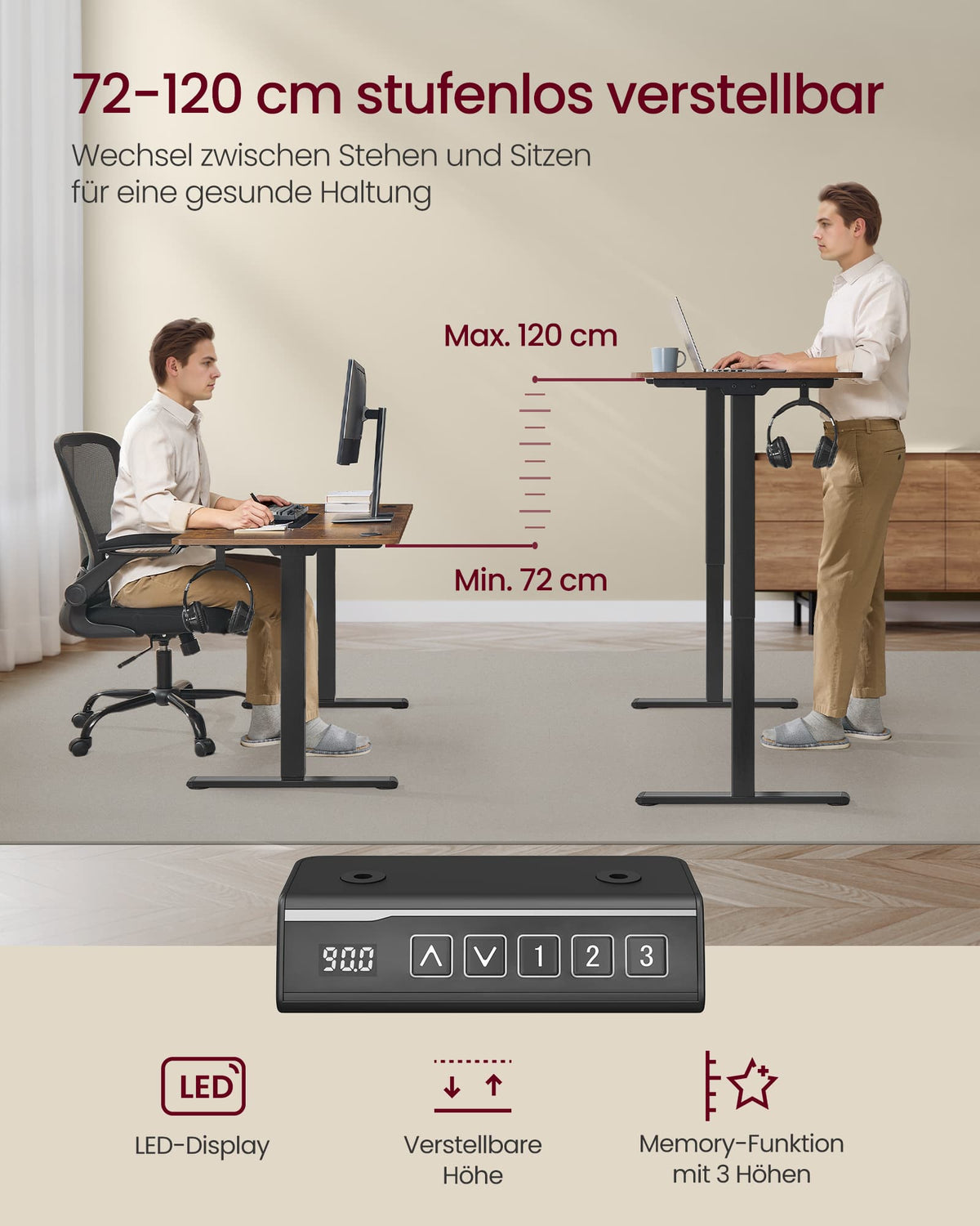 Schreibtischgestell elektrisch – höhenverstellbares Tischgestell – Memory-Funktion