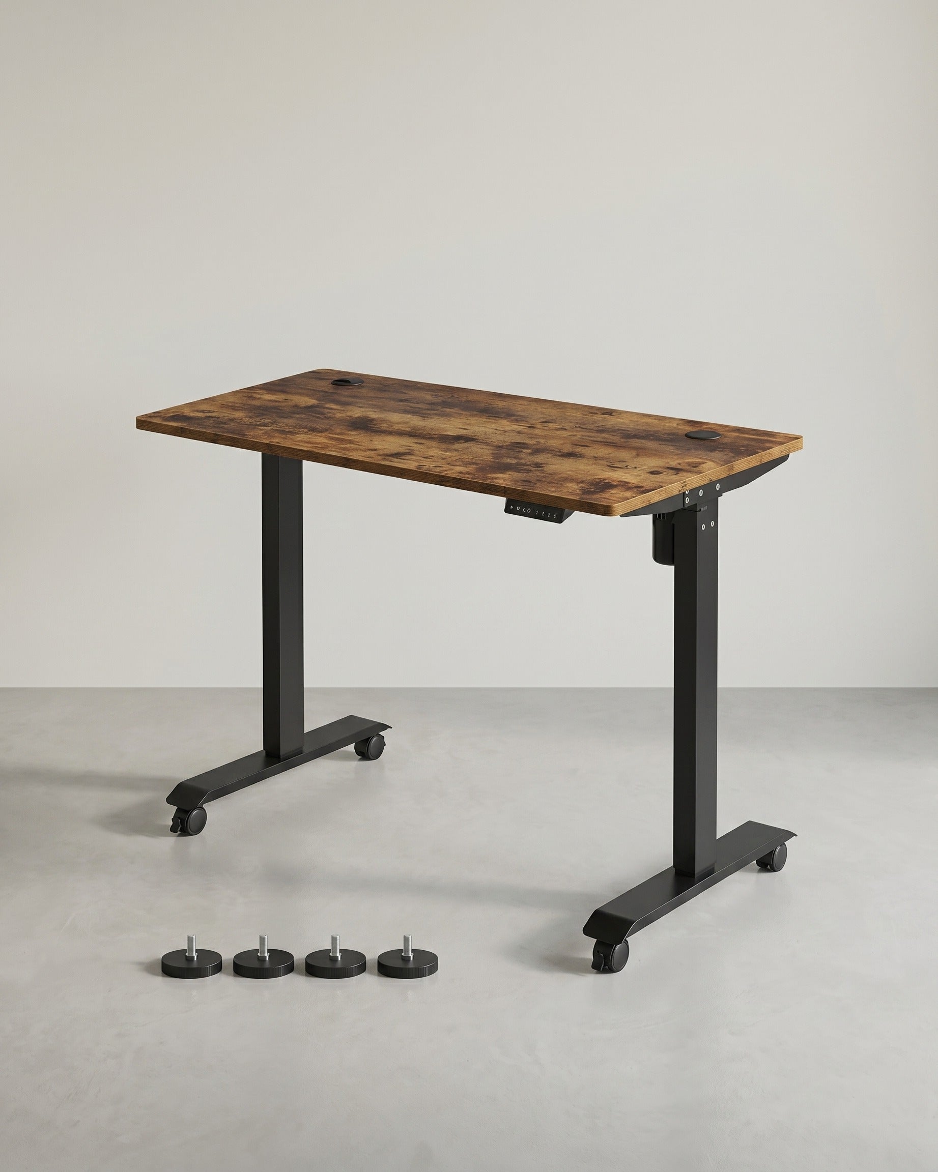 Elektrisch verstellbarer Schreibtisch - Stehpult - Mit Rollen - Ergonomisch – Braun