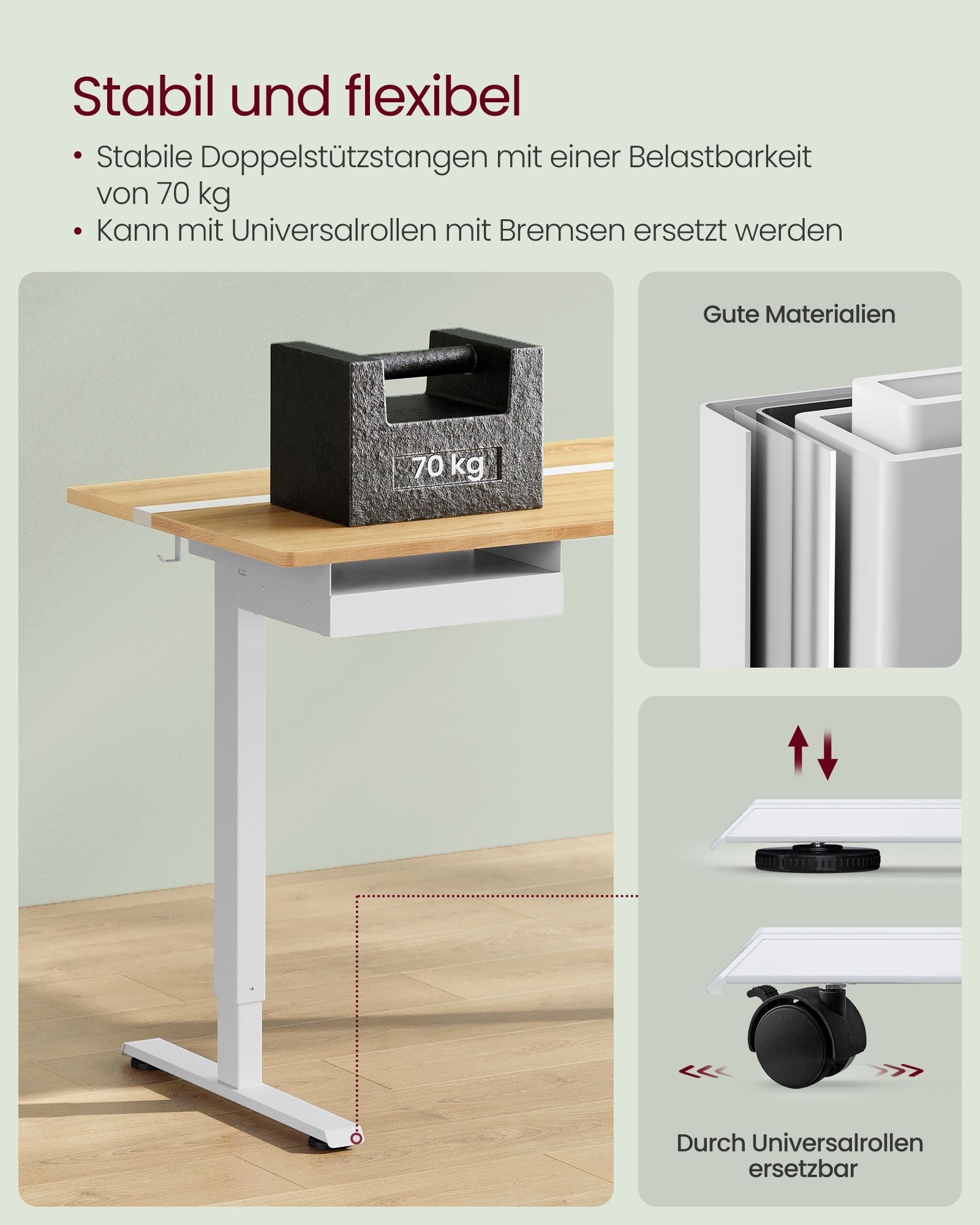 Elektrischer Stehschreibtisch mit Steckdose - Memory-Funktion - mit Schublade und Haken - Home Office