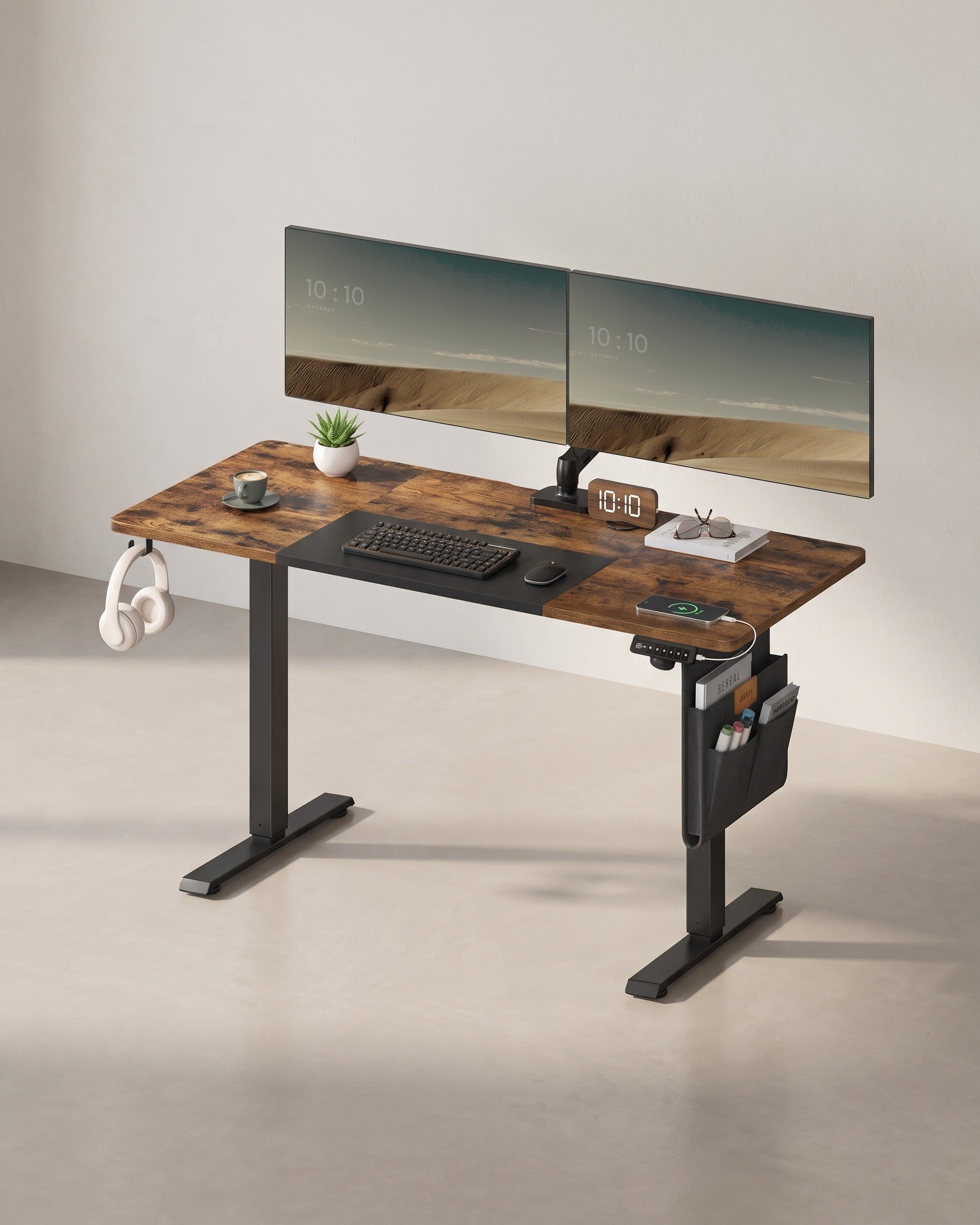 Elektrisch verstellbarer Schreibtisch - Stehpult - Ergonomischer Arbeitsplatz – Braun