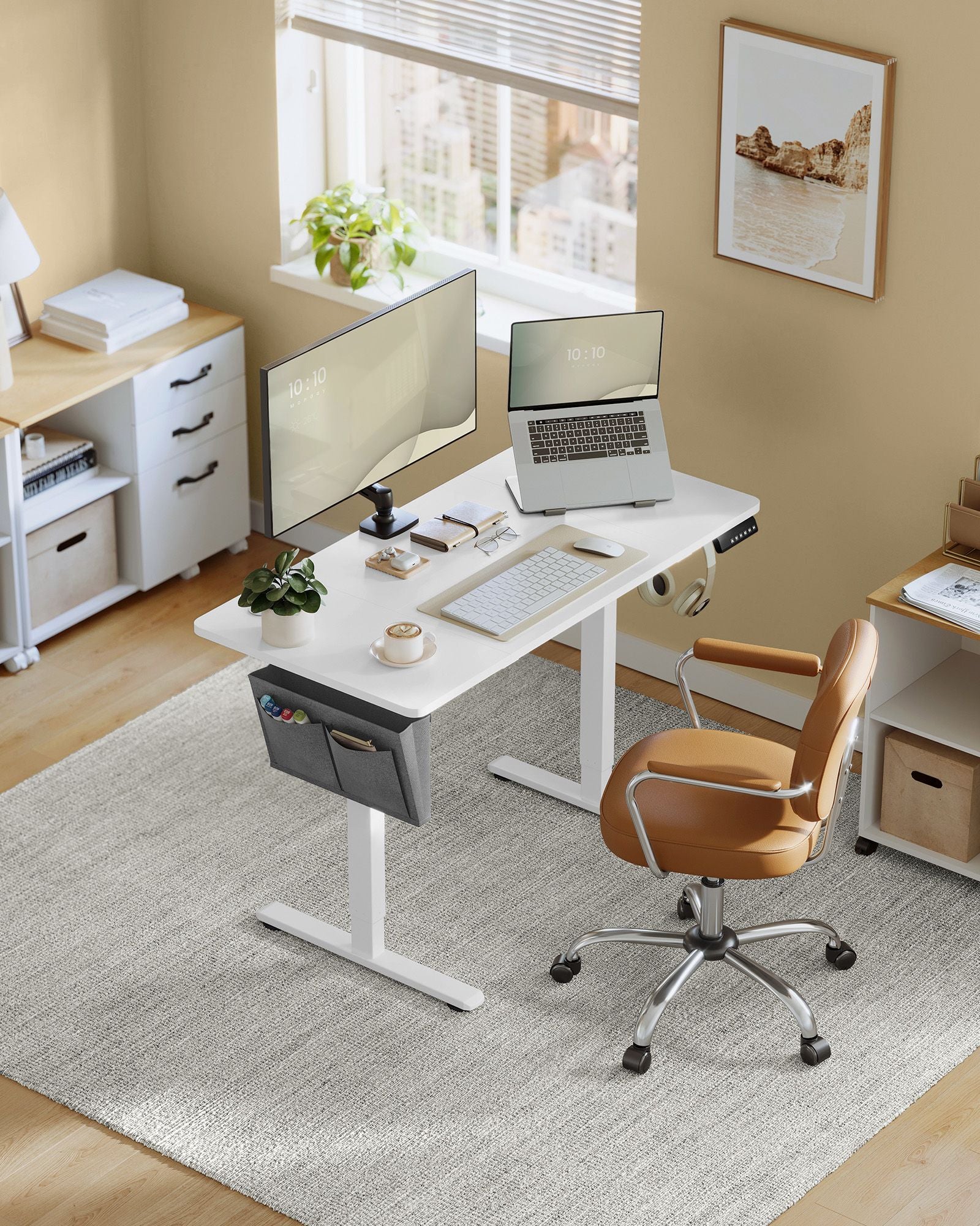 Elektrisch höhenverstellbarer Schreibtisch – 4 Speicherplätze – USB-C-Schnellladefunktion – 120 bis 180 x 80 cm