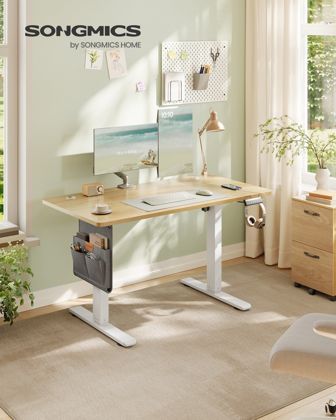 Elektrisch höhenverstellbarer Schreibtisch – 4 Speicherplätze – USB-C-Schnellladefunktion – 120 bis 180 x 80 cm