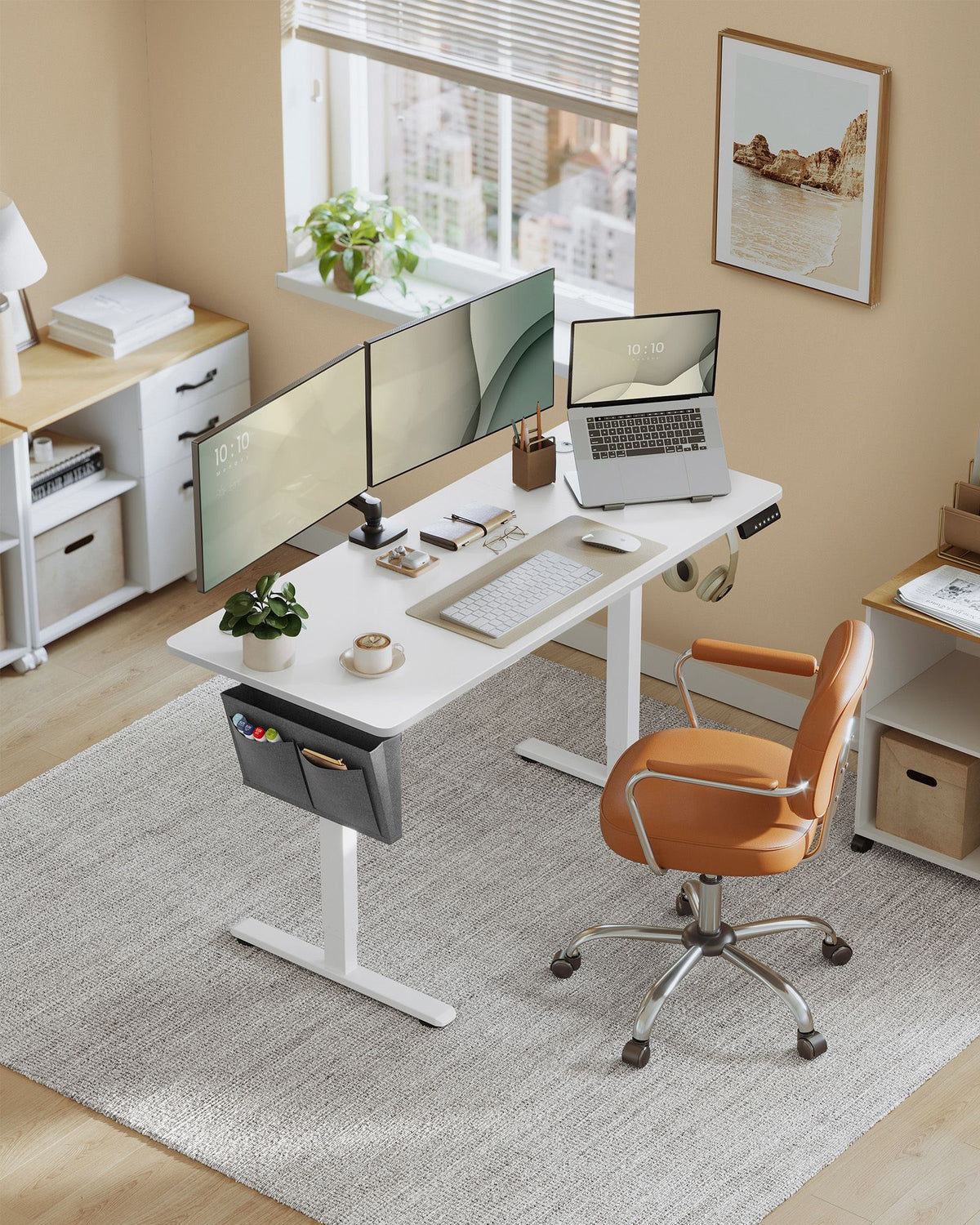 Elektrisch höhenverstellbarer Schreibtisch – 4 Speicherplätze – USB-C-Schnellladefunktion – 120 bis 180 x 80 cm