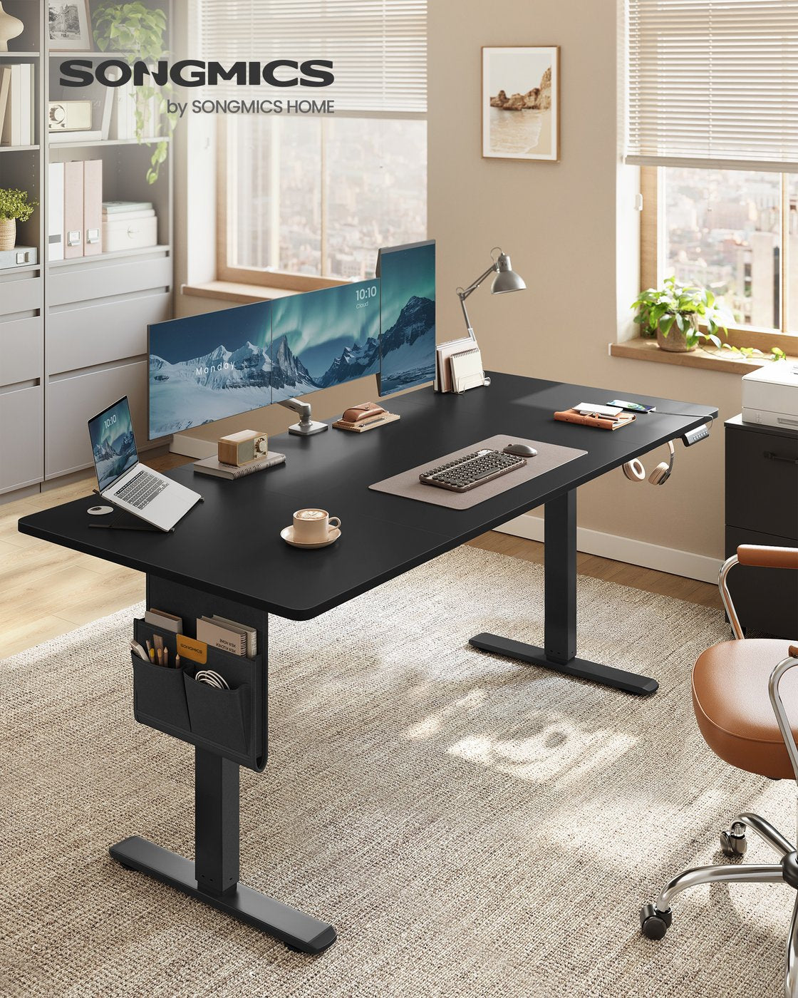 Elektrisch höhenverstellbarer Schreibtisch – 4 Speicherplätze – USB-C-Schnellladefunktion – 120 bis 180 x 80 cm