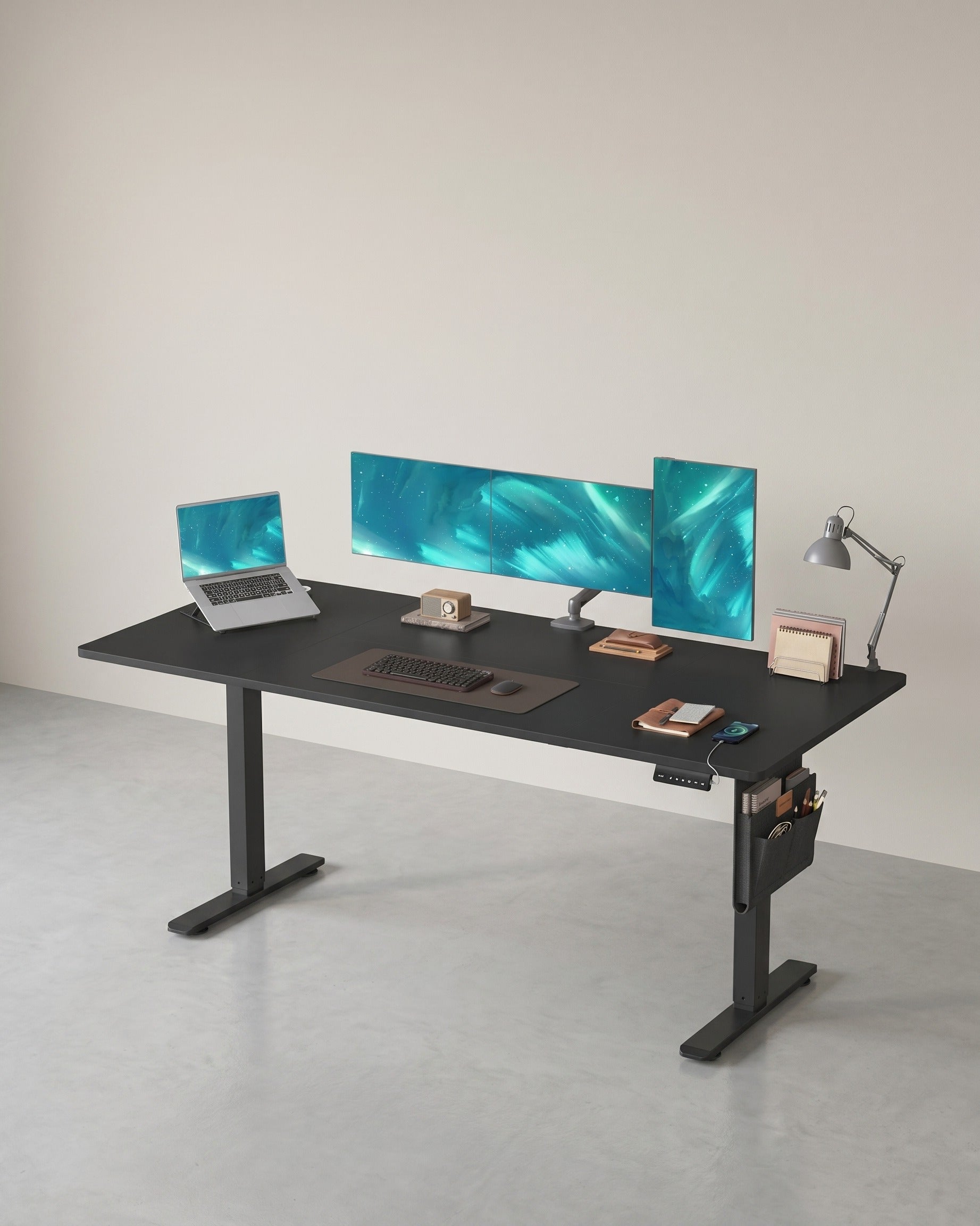 Elektrisch höhenverstellbarer Schreibtisch – 4 Speicherplätze – USB-C-Schnellladefunktion – 120 bis 180 x 80 cm – Schwarz