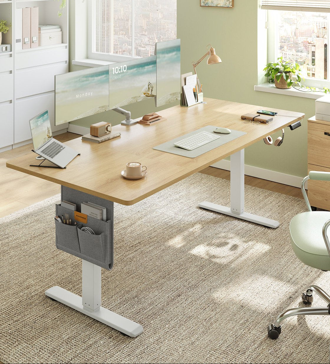 Elektrisch höhenverstellbarer Schreibtisch – 4 Speicherplätze – USB-C-Schnellladefunktion – 120 bis 180 x 80 cm