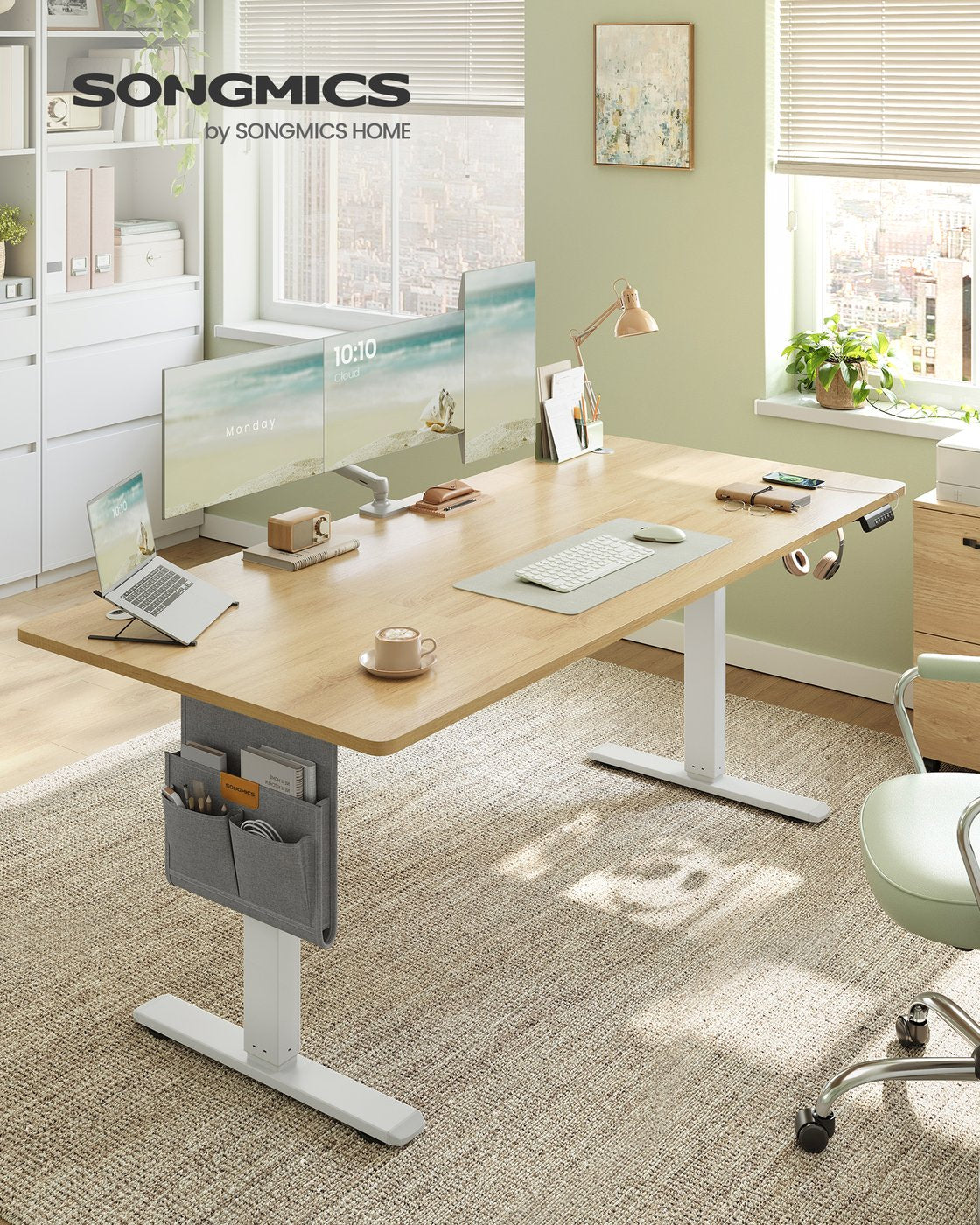Elektrisch höhenverstellbarer Schreibtisch – 4 Speicherplätze – USB-C-Schnellladefunktion – 120 bis 180 x 80 cm