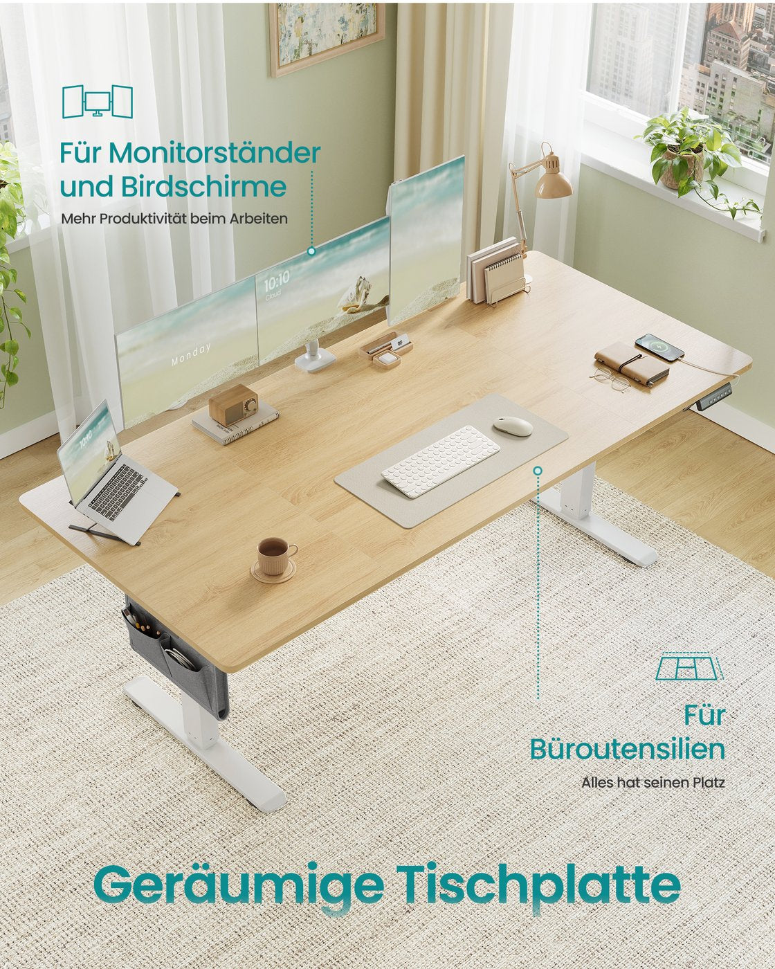Elektrischer Hoch-Niedrig-Schreibtisch - Elektrisch verstellbar - Arbeitsplatz - Ergonomischer Schreibtisch