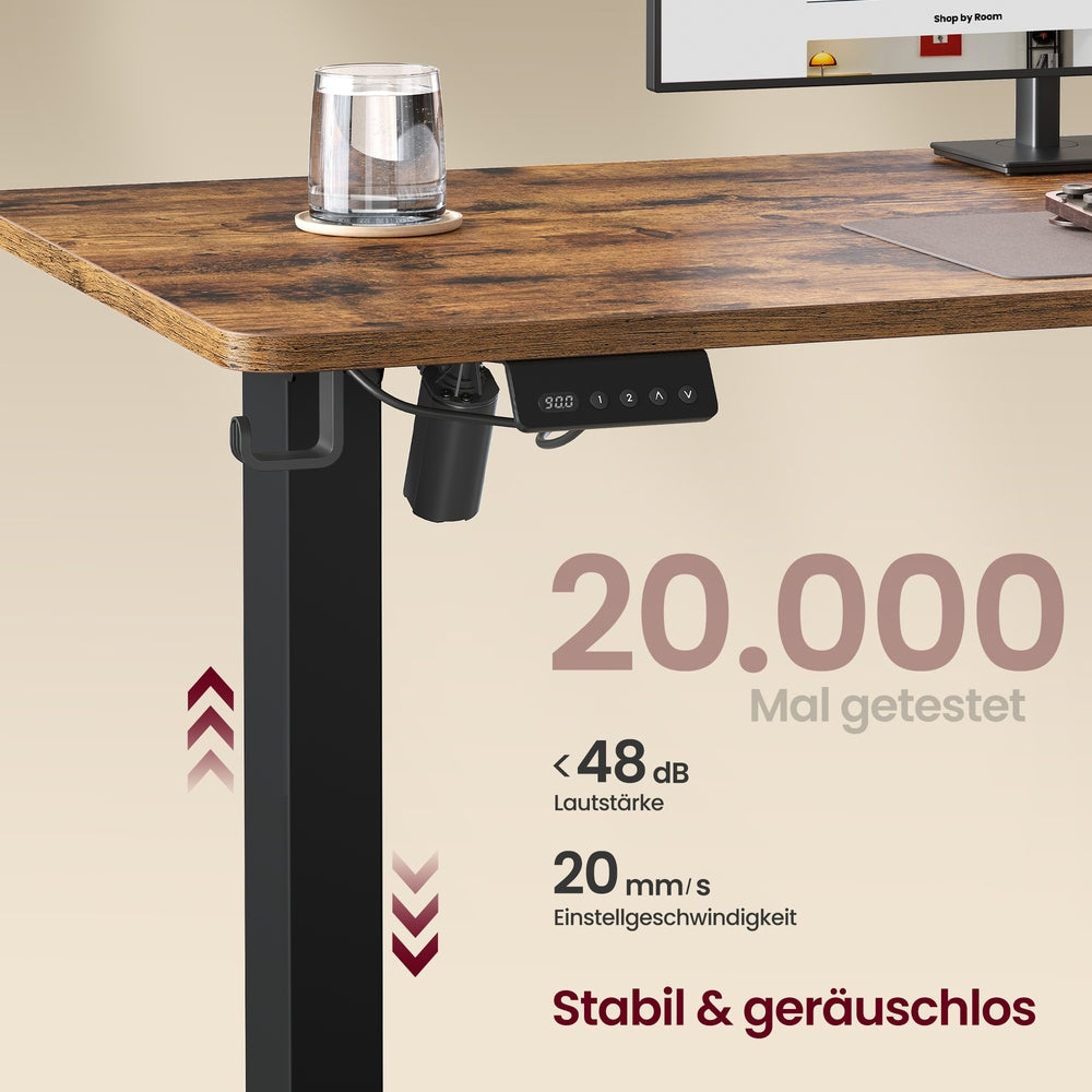 Elektrisch verstellbarer Eckschreibtisch – L-Form – mit Steckdosen und USB-Anschluss – Steh-Sitz-Schreibtisch