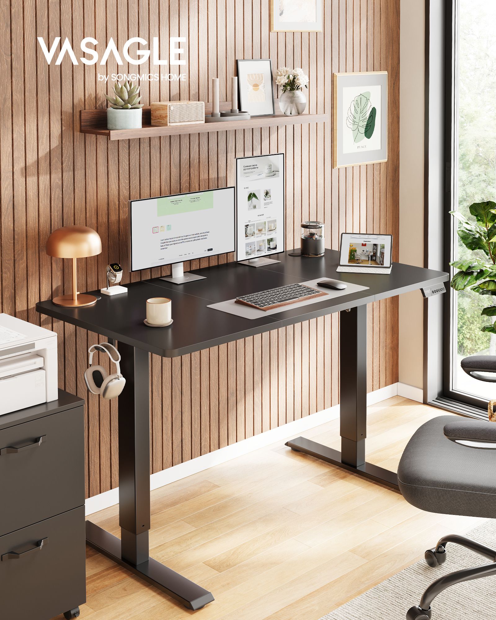 Elektrisch höhenverstellbarer Schreibtisch – Steh-Sitz-Schreibtisch – 72 bis 120 cm – Memory-Funktion – Kabelmanagement – Industriedesign