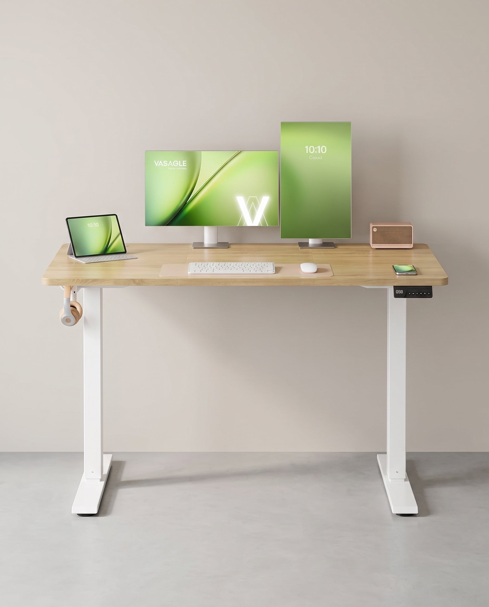 Elektrisch höhenverstellbarer Schreibtisch – Steh-Sitz-Schreibtisch – 72 bis 120 cm – Memory-Funktion – Kabelmanagement – Industriedesign