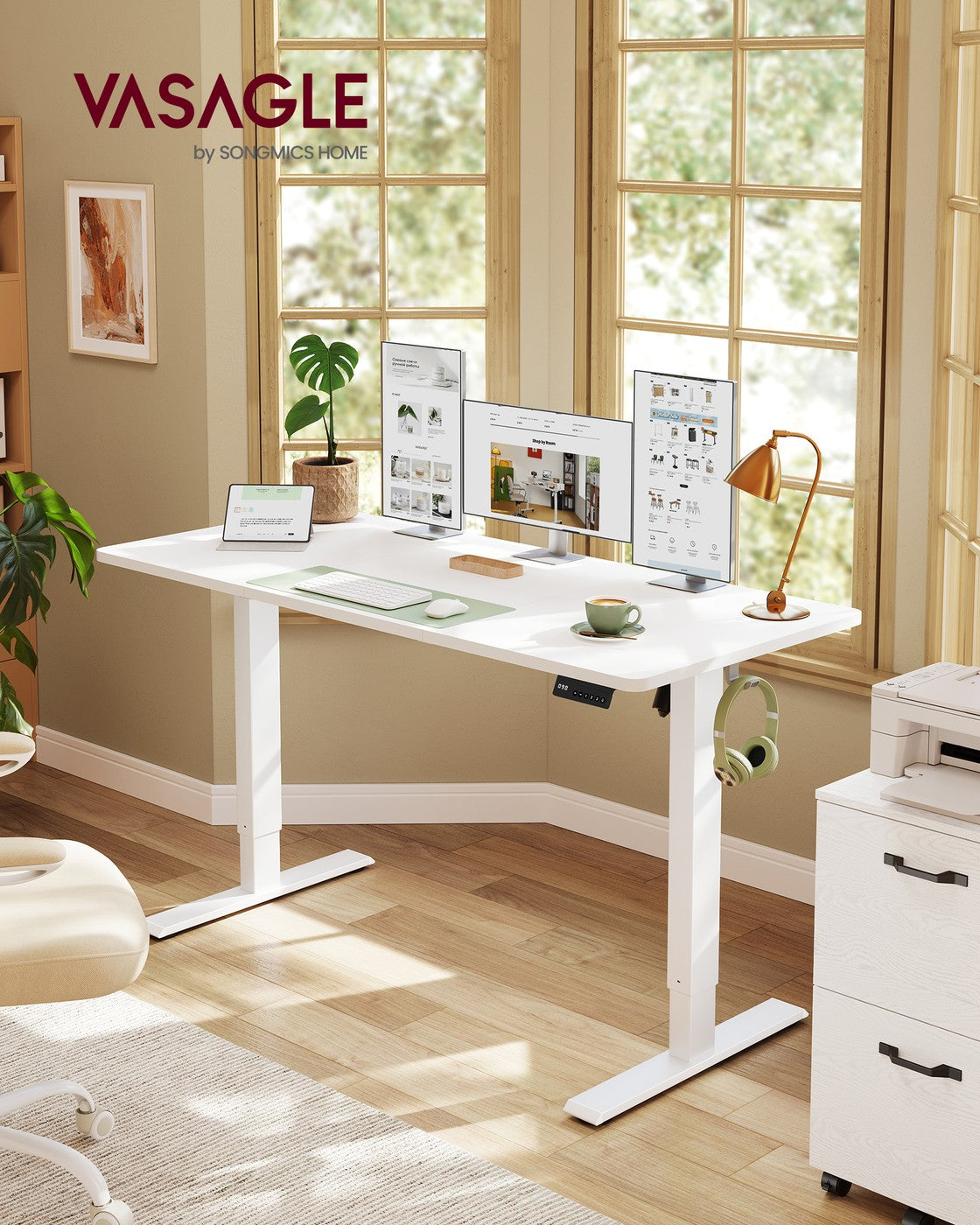Elektrisch höhenverstellbarer Schreibtisch – Steh-Sitz-Schreibtisch – 72 bis 120 cm – Memory-Funktion – Kabelmanagement – Industriedesign