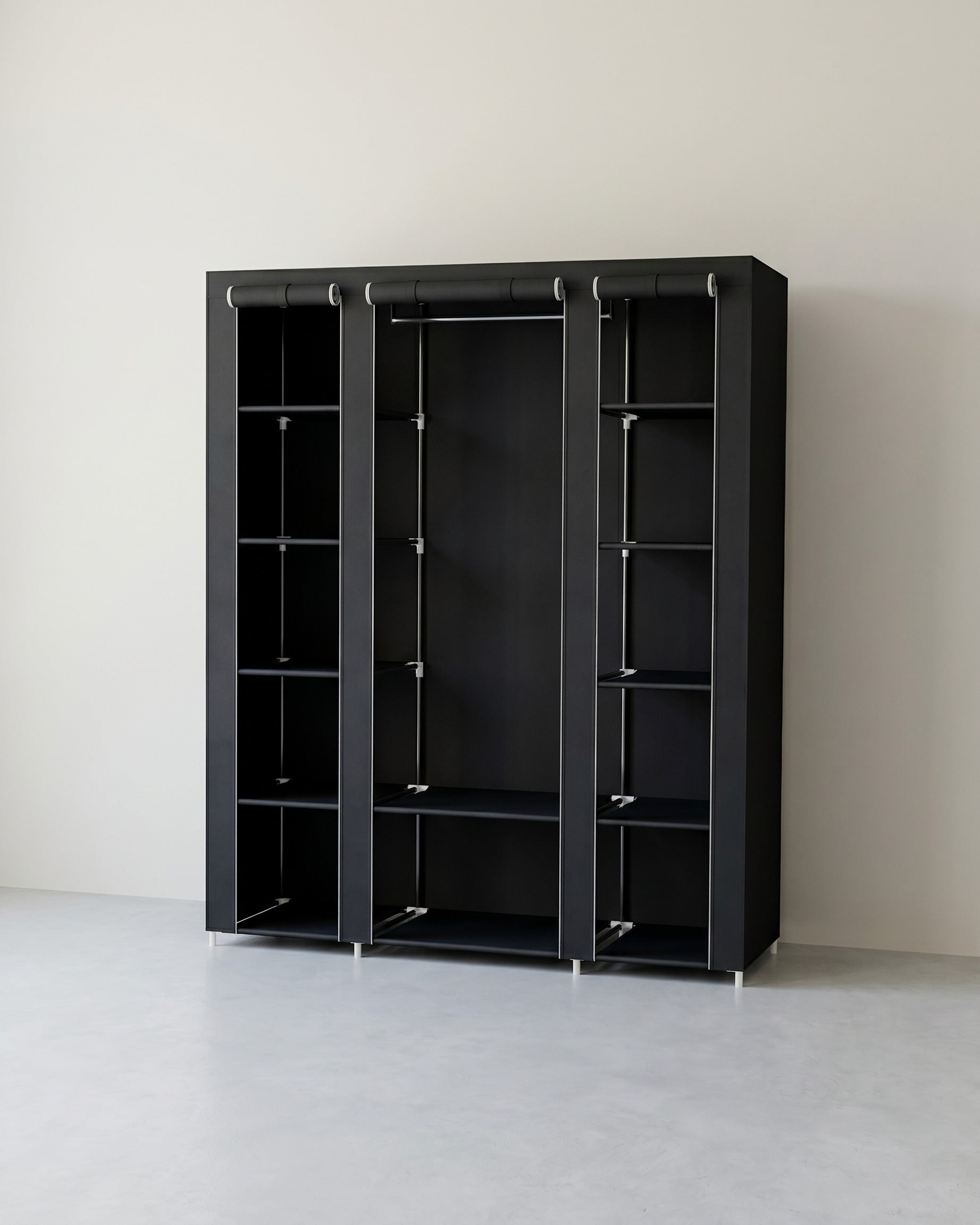 Faltbarer Kleiderschrank – praktischer Schlafzimmerschrank – platzsparend – Schwarz