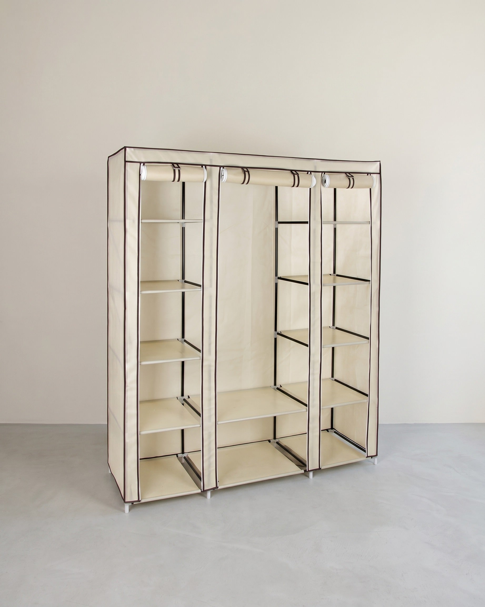 Faltbarer Kleiderschrank – praktischer Schlafzimmerschrank – platzsparend – Beige