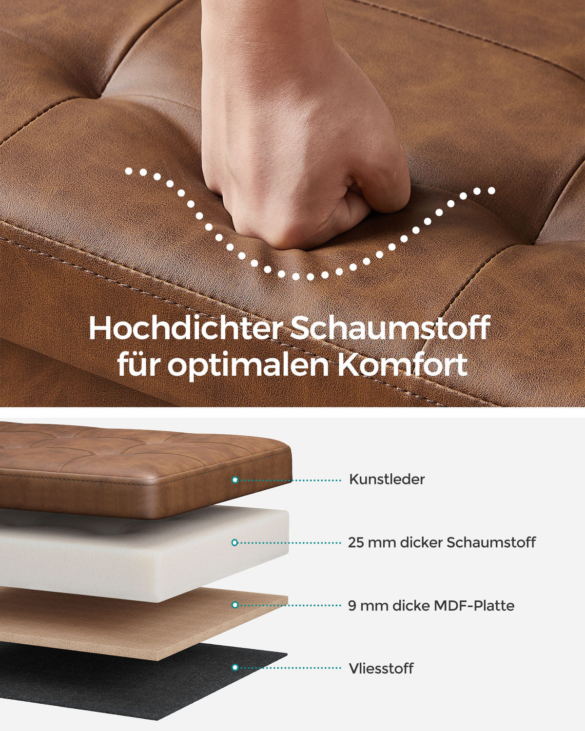 Klappbare Aufbewahrungsbank 131 Liter - Hocker - Kunstleder
