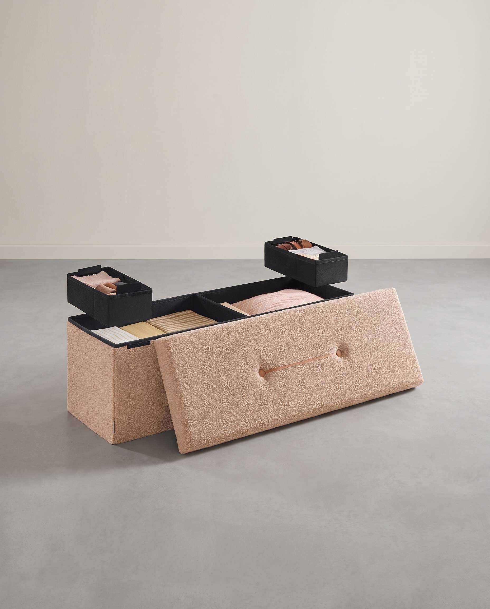 Stilvolle klappbare Aufbewahrungsbank 131 Liter – Hocker mit Stauraum – Braun