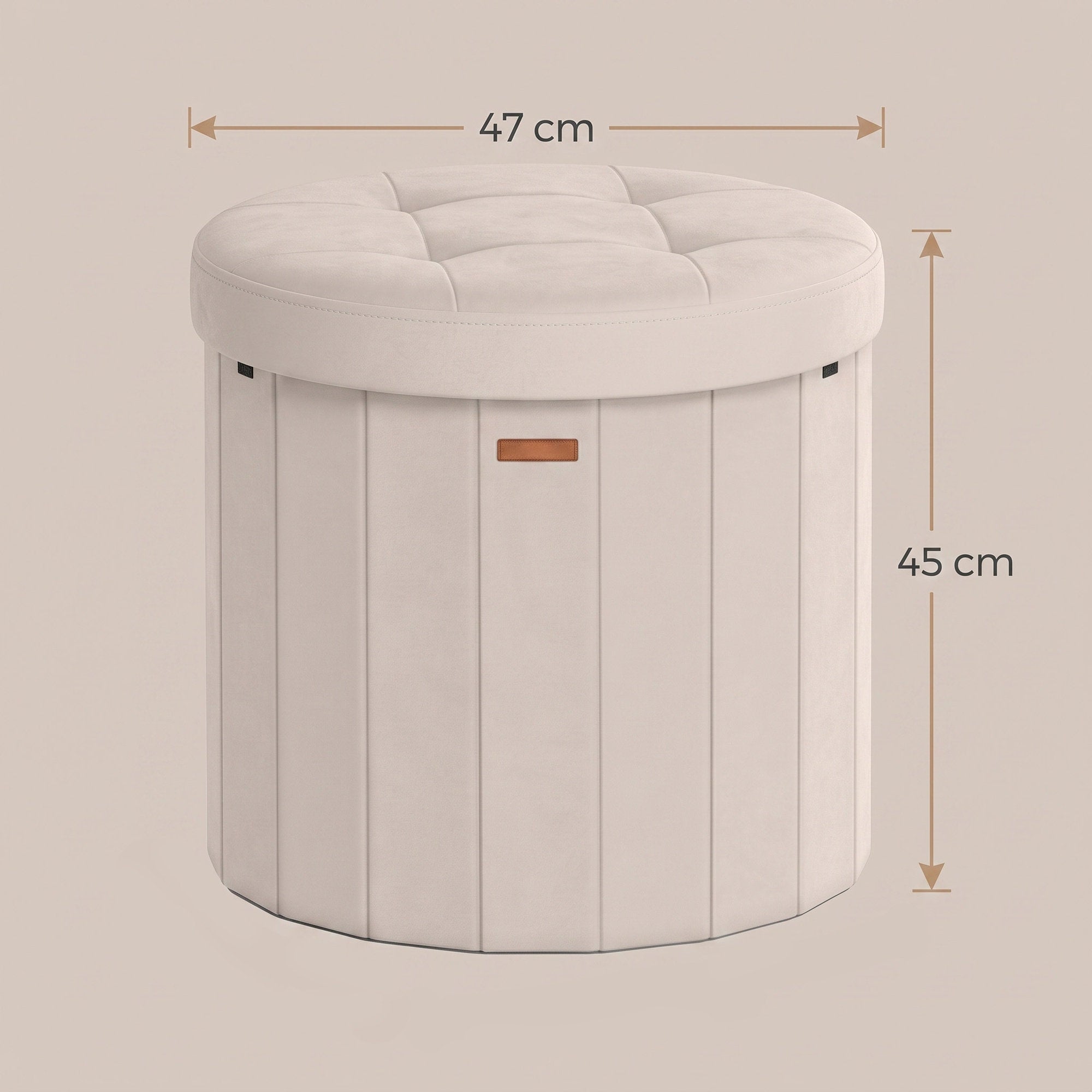 Runder Sitzhocker - Klappbarer Pouf Mit Stauraum - Mit Abnehmbarem Deckel