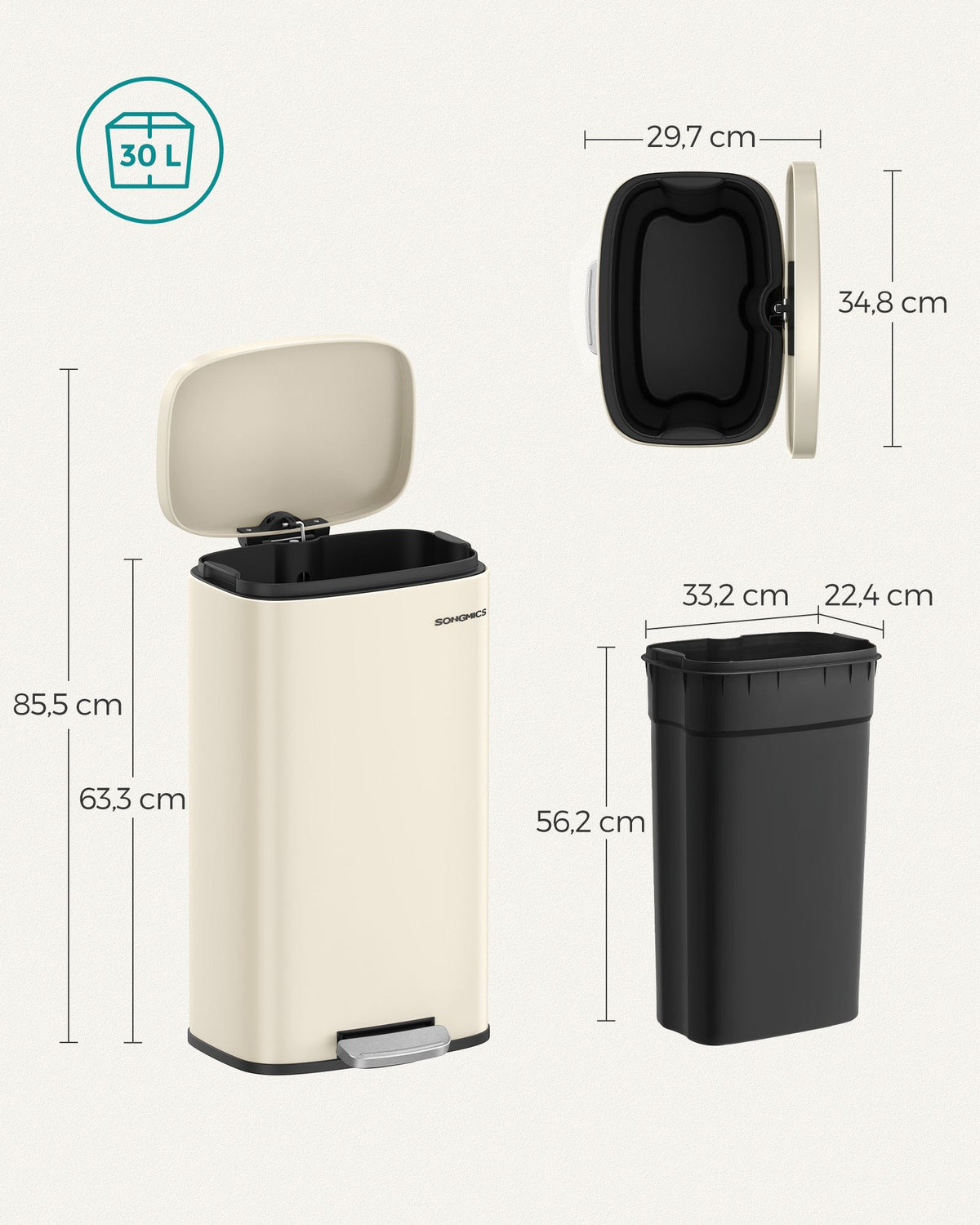 Kompakter Abfalleimer - 30 Liter - Abfalleimer