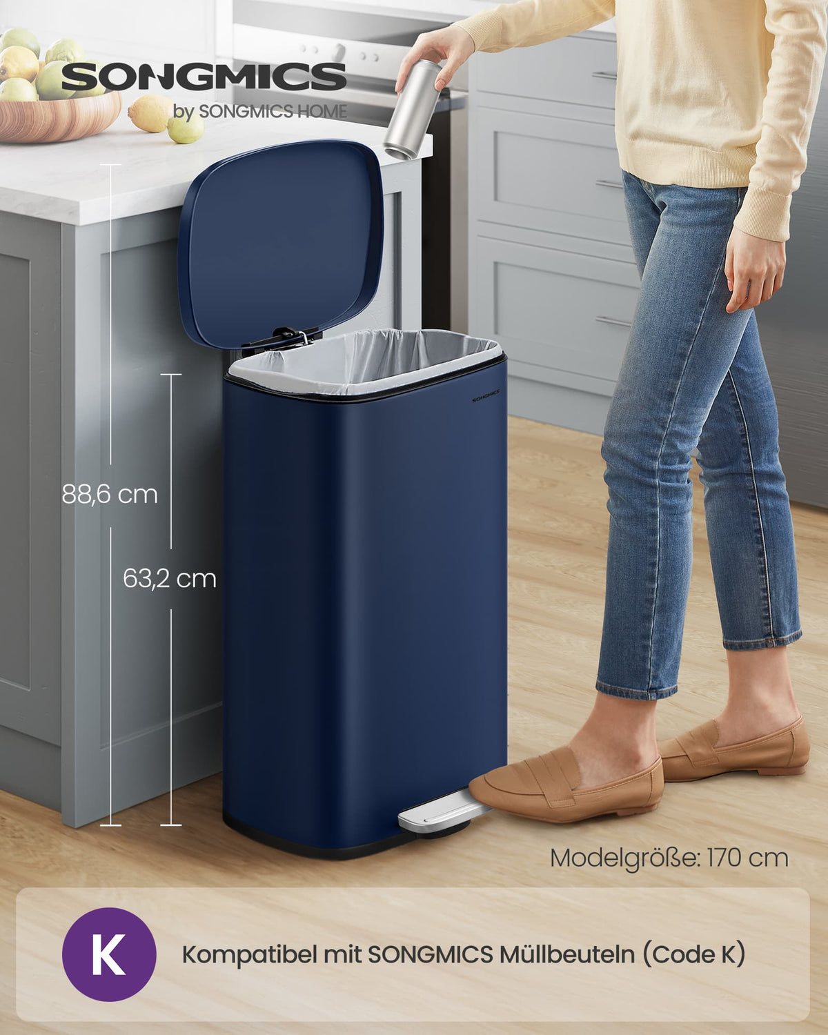 Moderner Treteimer - 50 Liter - Abfalleimer