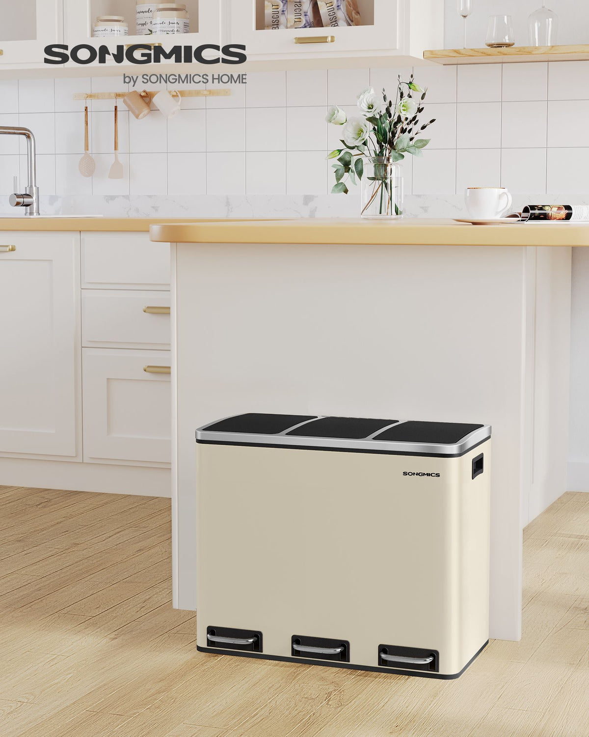 54L Abfalleimer - 3-Fach Abfalleimer - Treteimer - Abfalleimer 3 x 18L