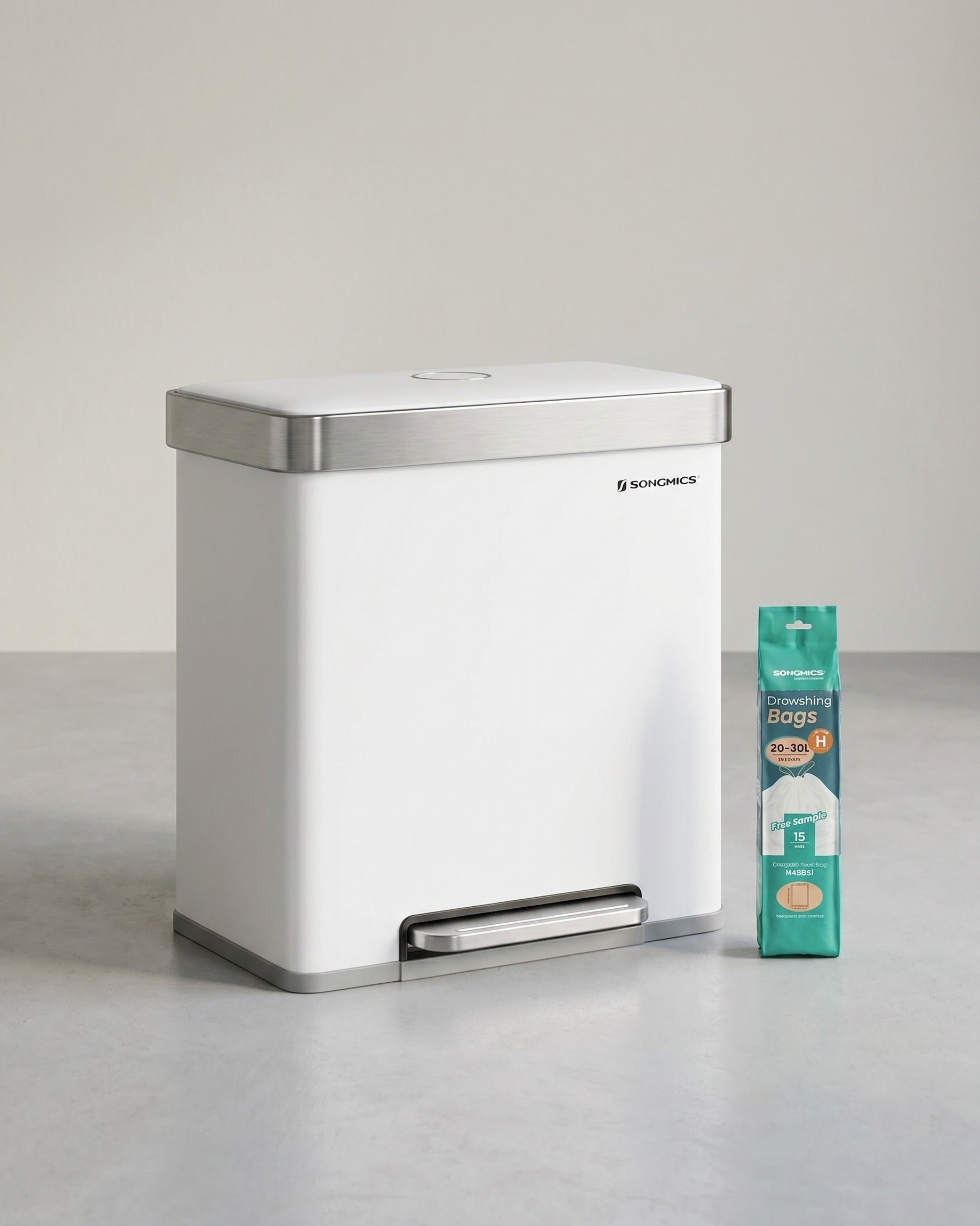 Mülltrennung Mülleimer 2 x 30 L - Treteimer Mit 2 Fächern - Für Küche