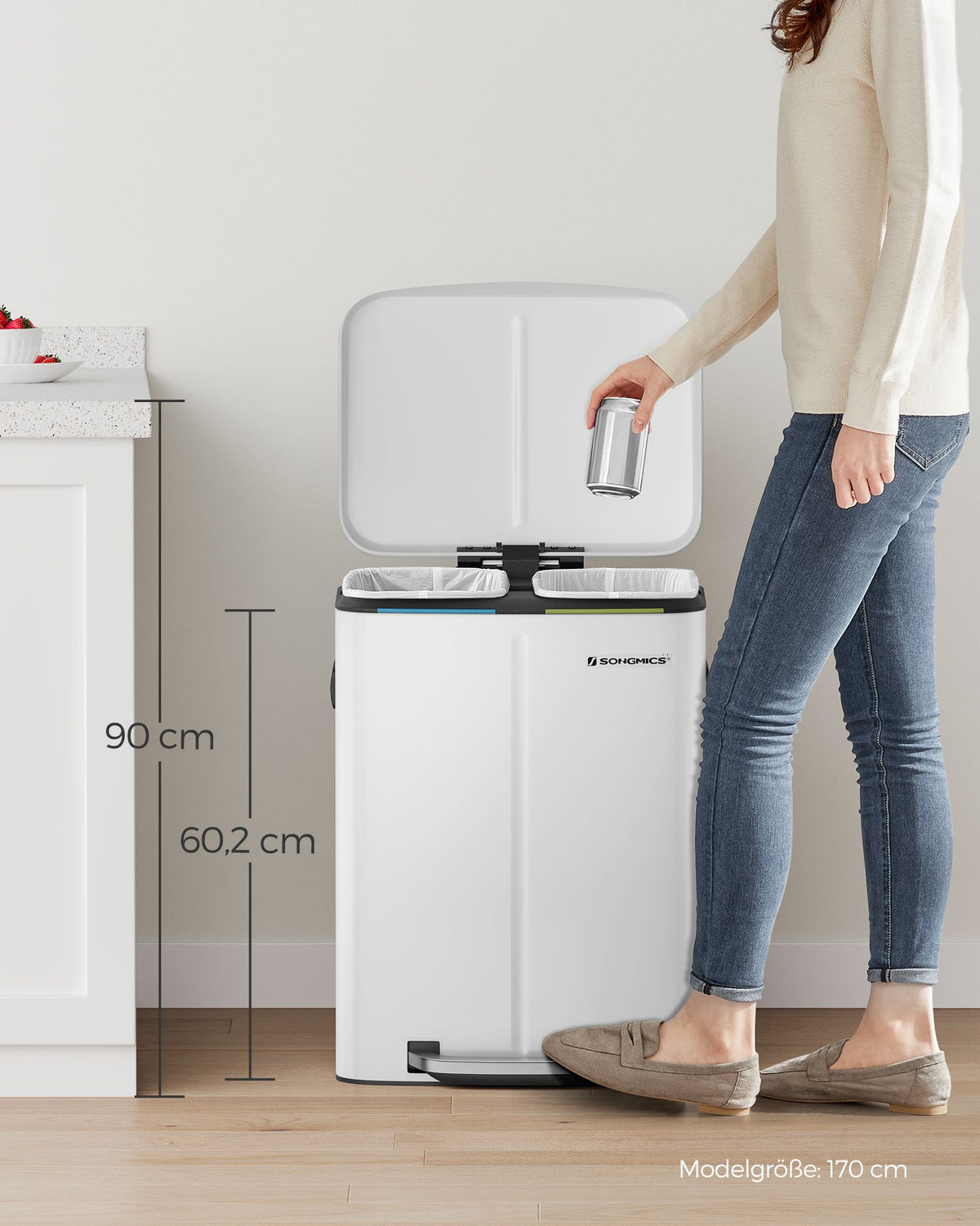Treteimer 40L - Mit 2 Inneneimern - Mülltrennung