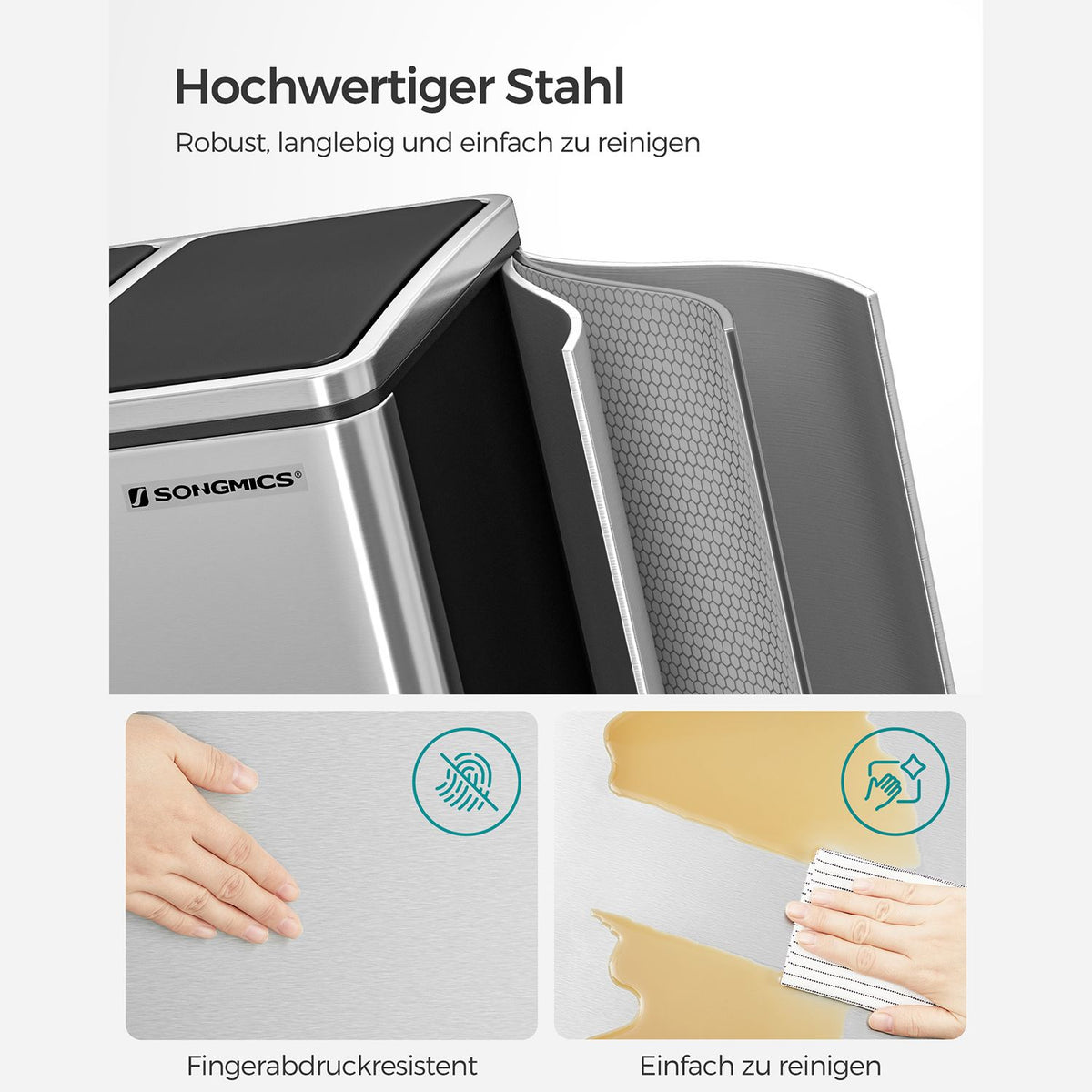 54L Abfalleimer - 3-Fach Abfalleimer - Treteimer - Abfalleimer 3 x 18L