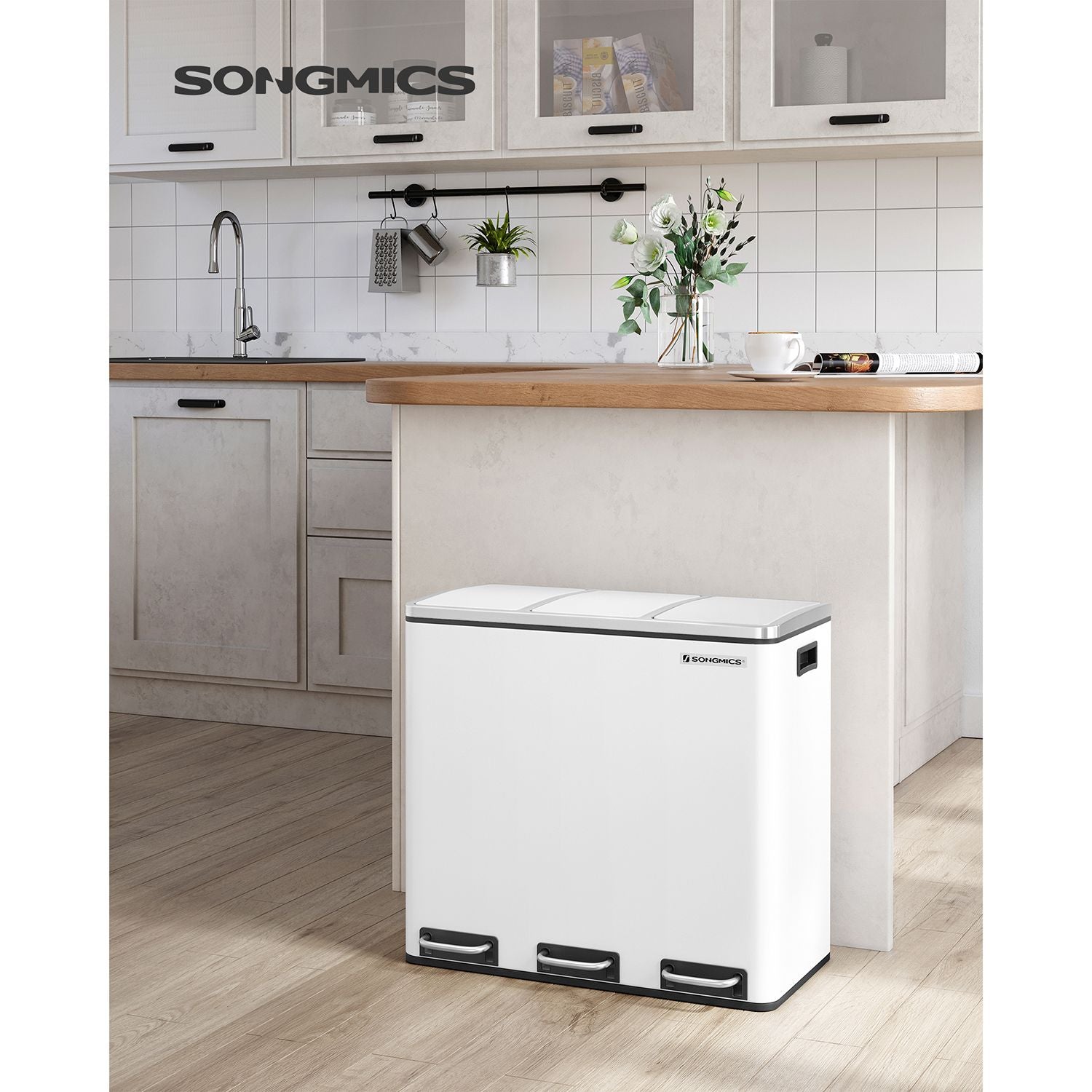 54L Abfalleimer - 3-Fach Abfalleimer - Treteimer - Abfalleimer 3 x 18L
