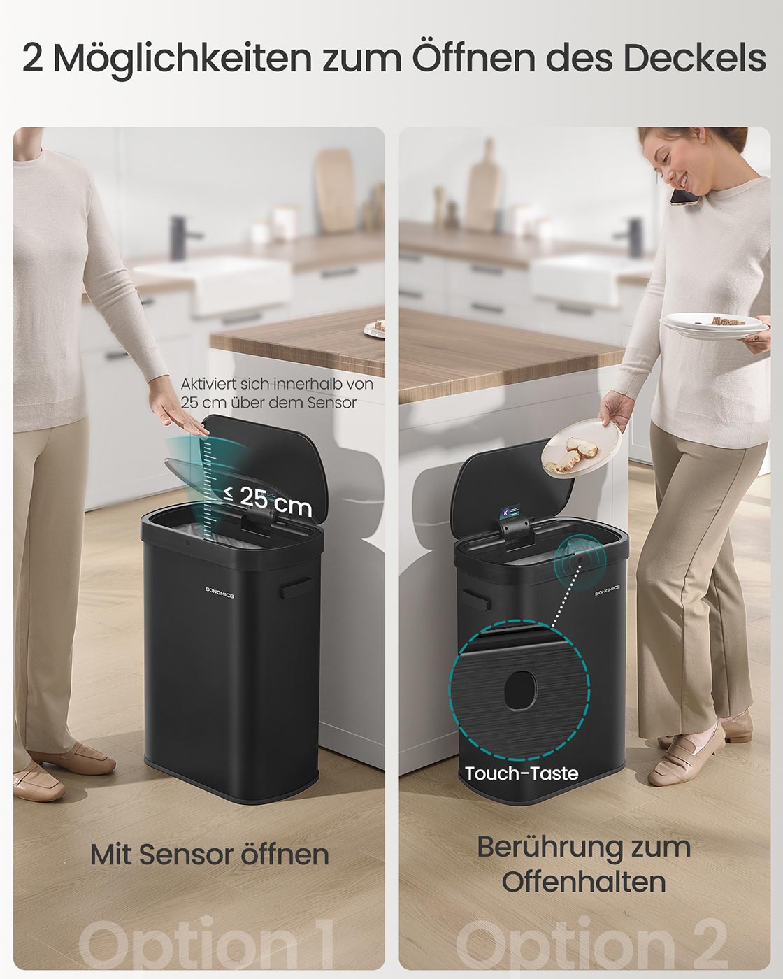 Großer Automatischer Mülleimer 50L - Mit Sensor Und Softclose-Deckel - Für Küche Oder Büro