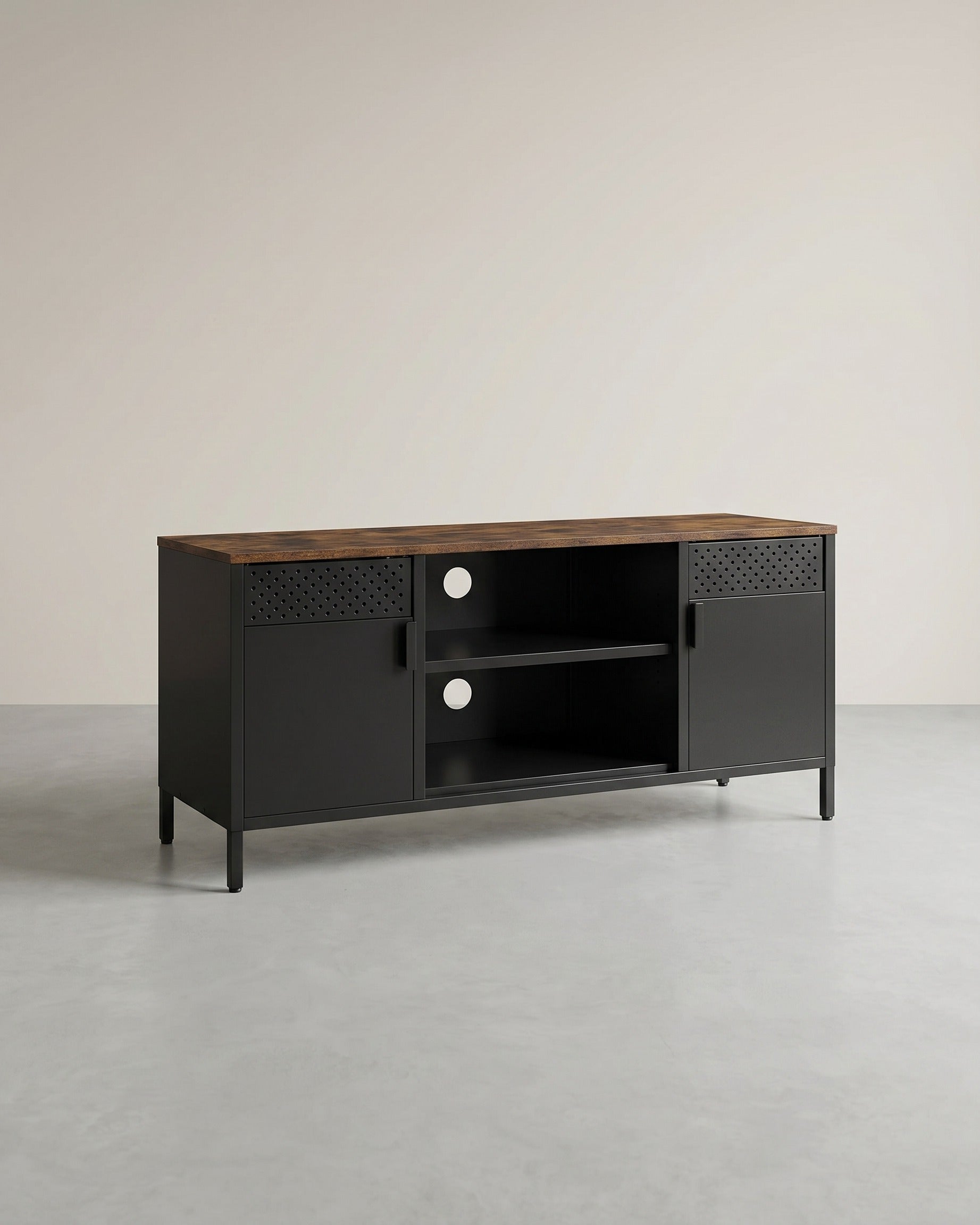 Stilvoller TV-Schrank mit Stauraum und Vintage-Design – TV-Schrank – Schwarz